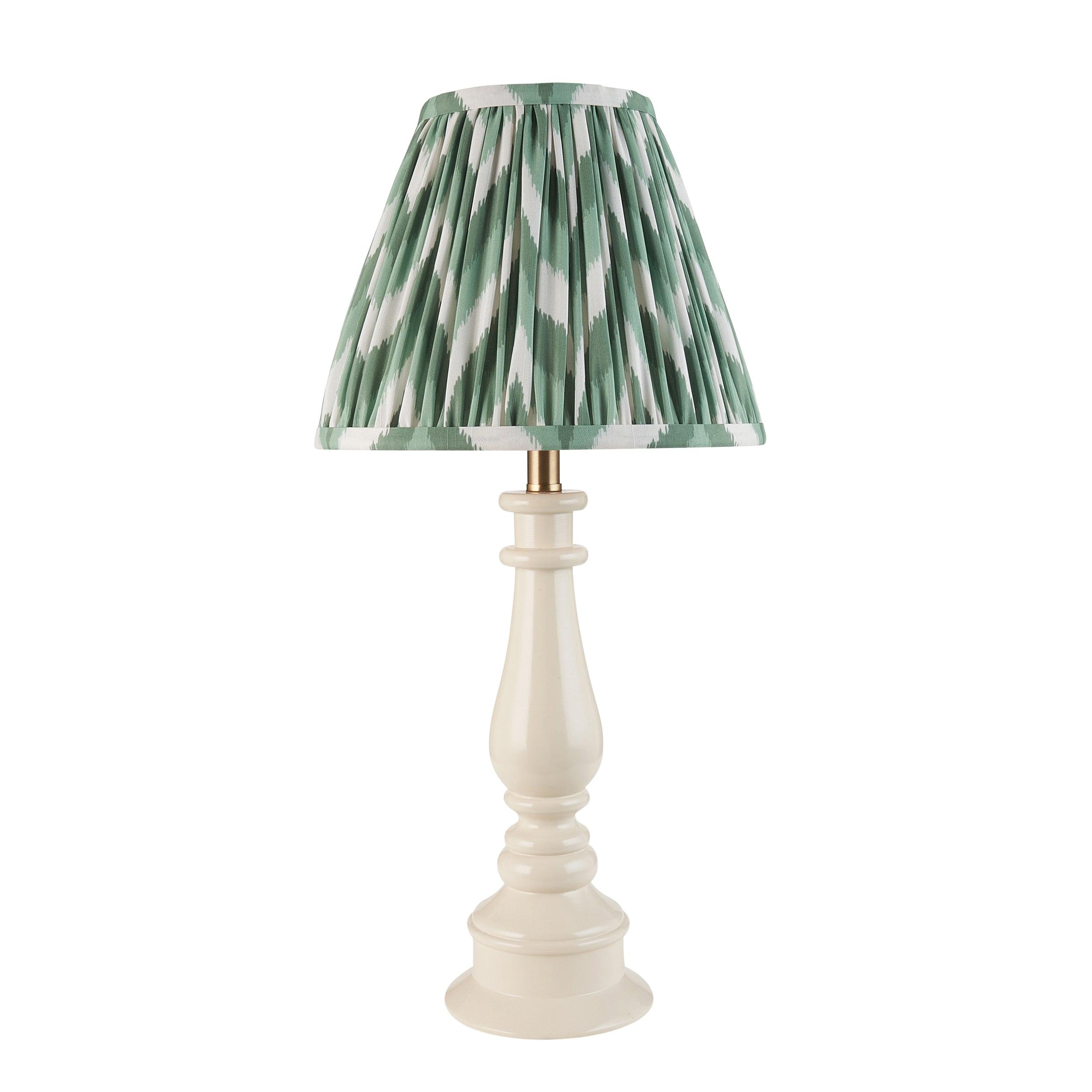 Myrtle White Table Lamp & Zigzag 25cm Cotswold Green Shade