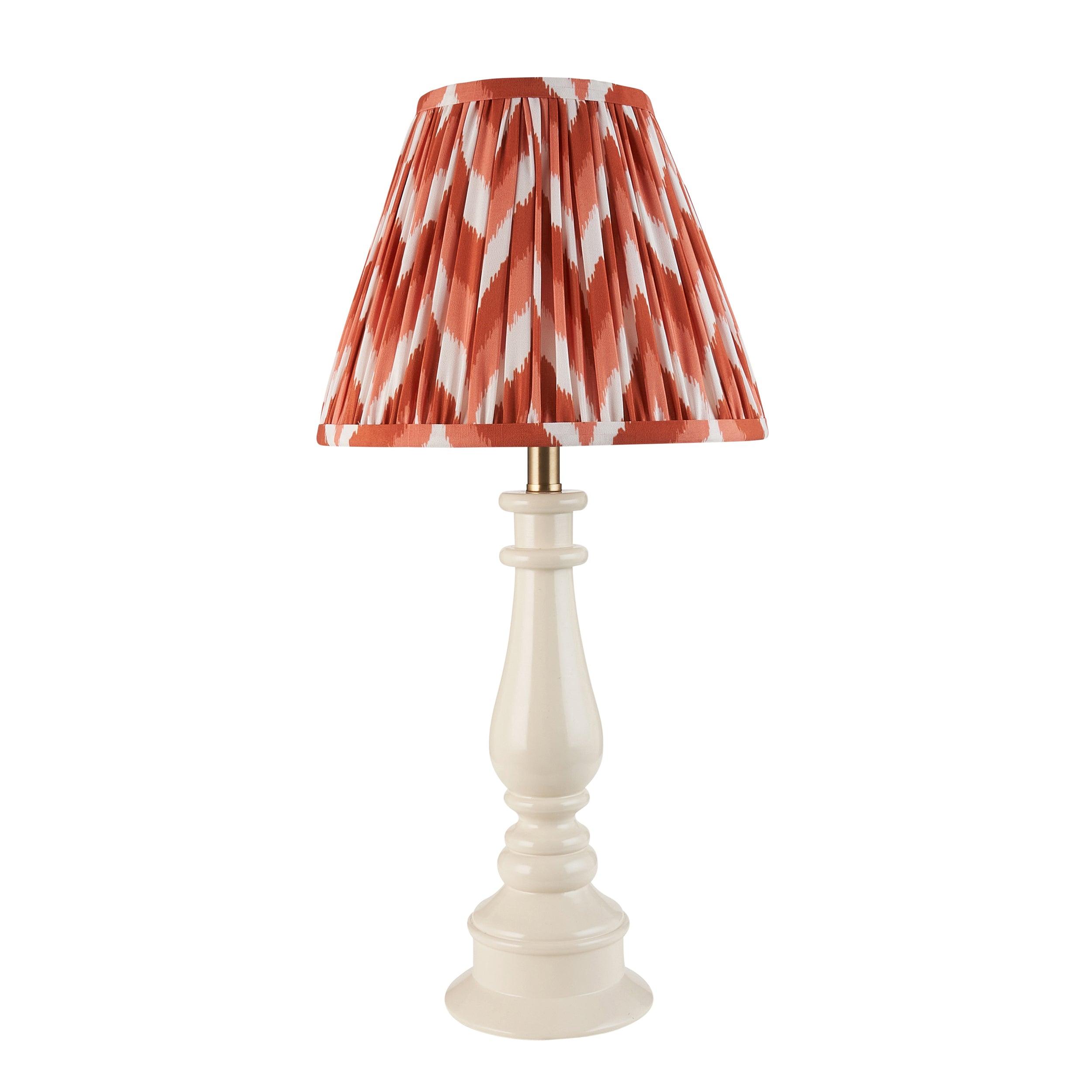 Myrtle White Table Lamp & Zigzag 25cm Apricot Orange Shade