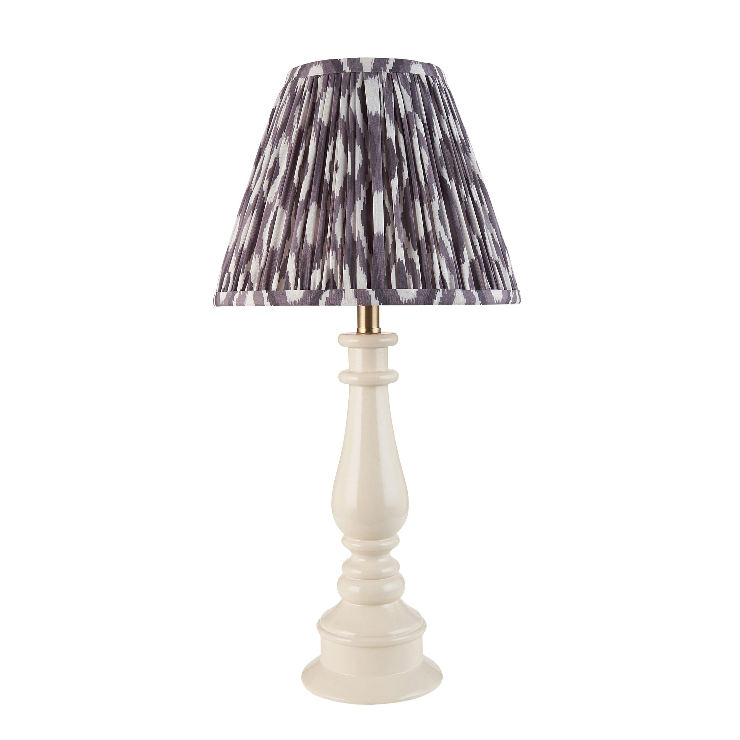 Myrtle White Table Lamp & Ikat 25cm Pearl Grey Shade