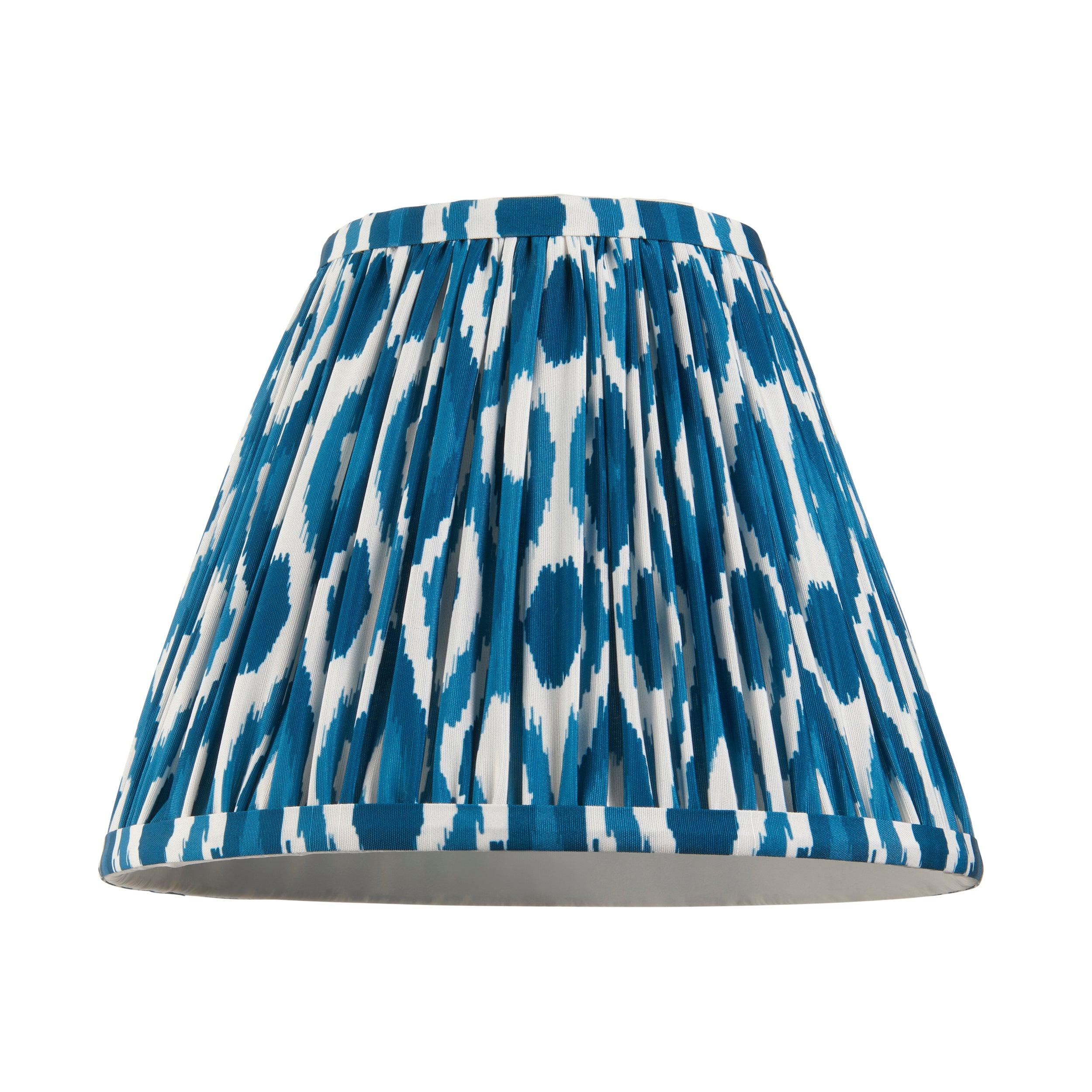 Myrtle White Table Lamp & Ikat 25cm Marlin Blue Shade