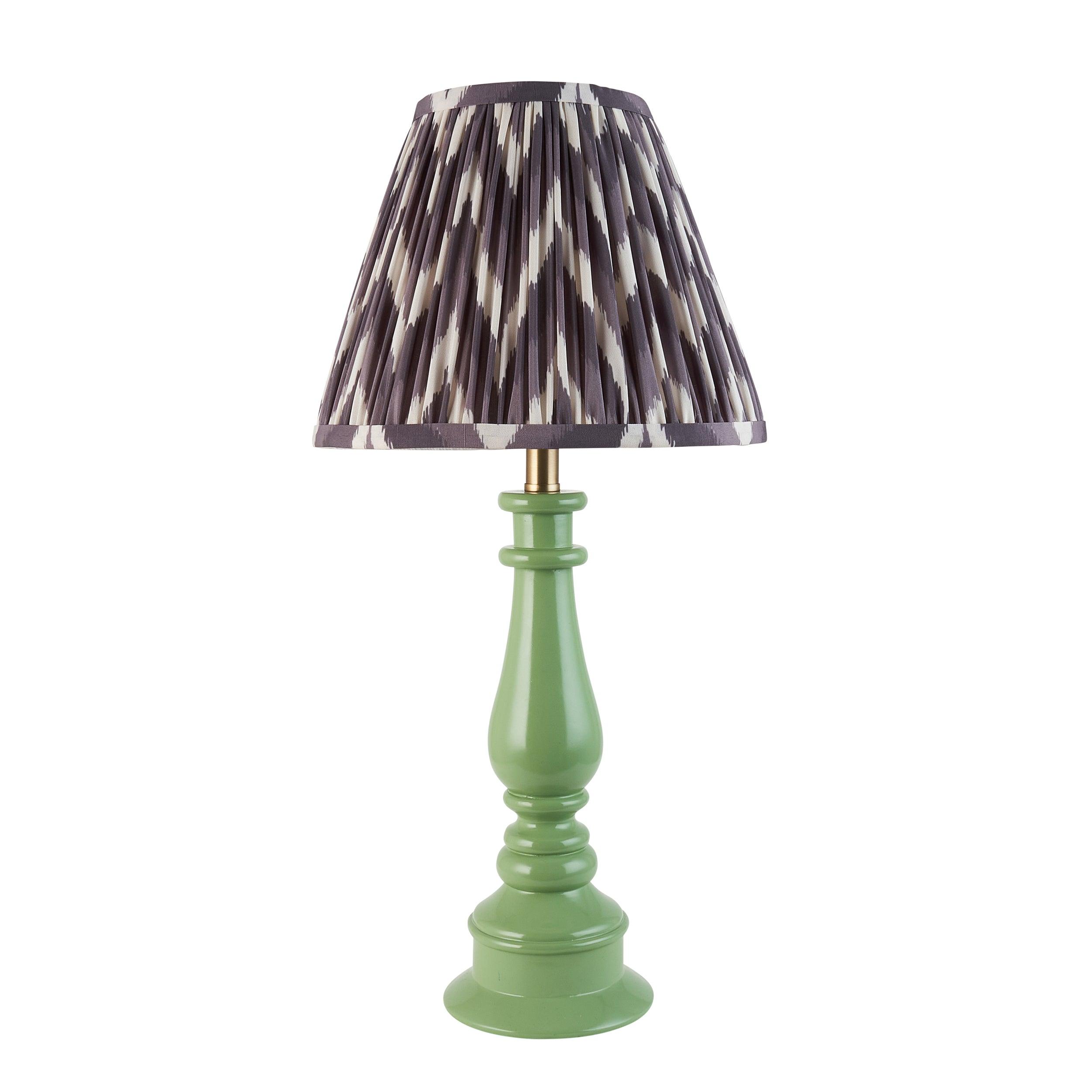 Myrtle Green Table Lamp & Zigzag 25cm Pearl Grey Shade