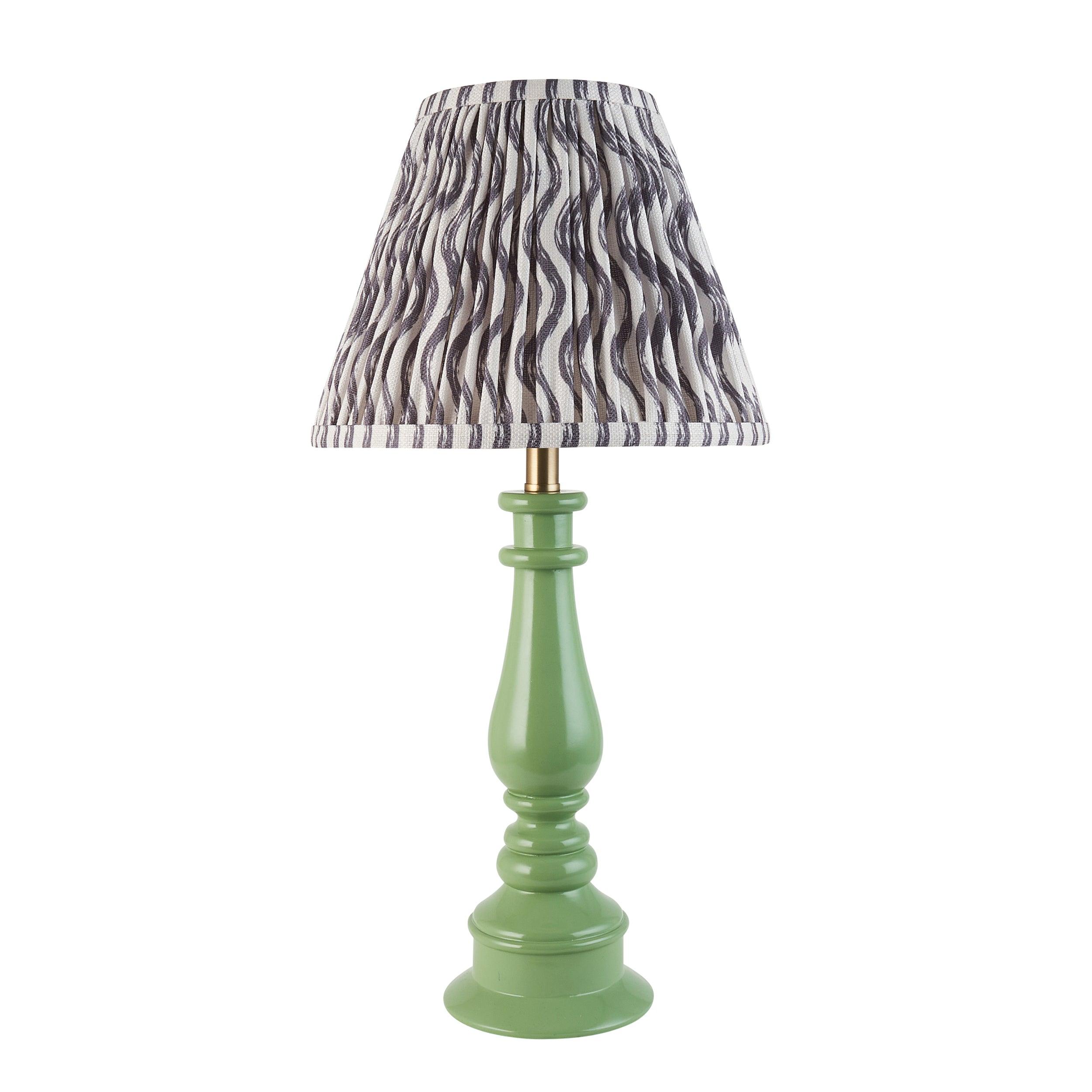 Myrtle Green Table Lamp & Ripple 25cm Pearl Grey Shade