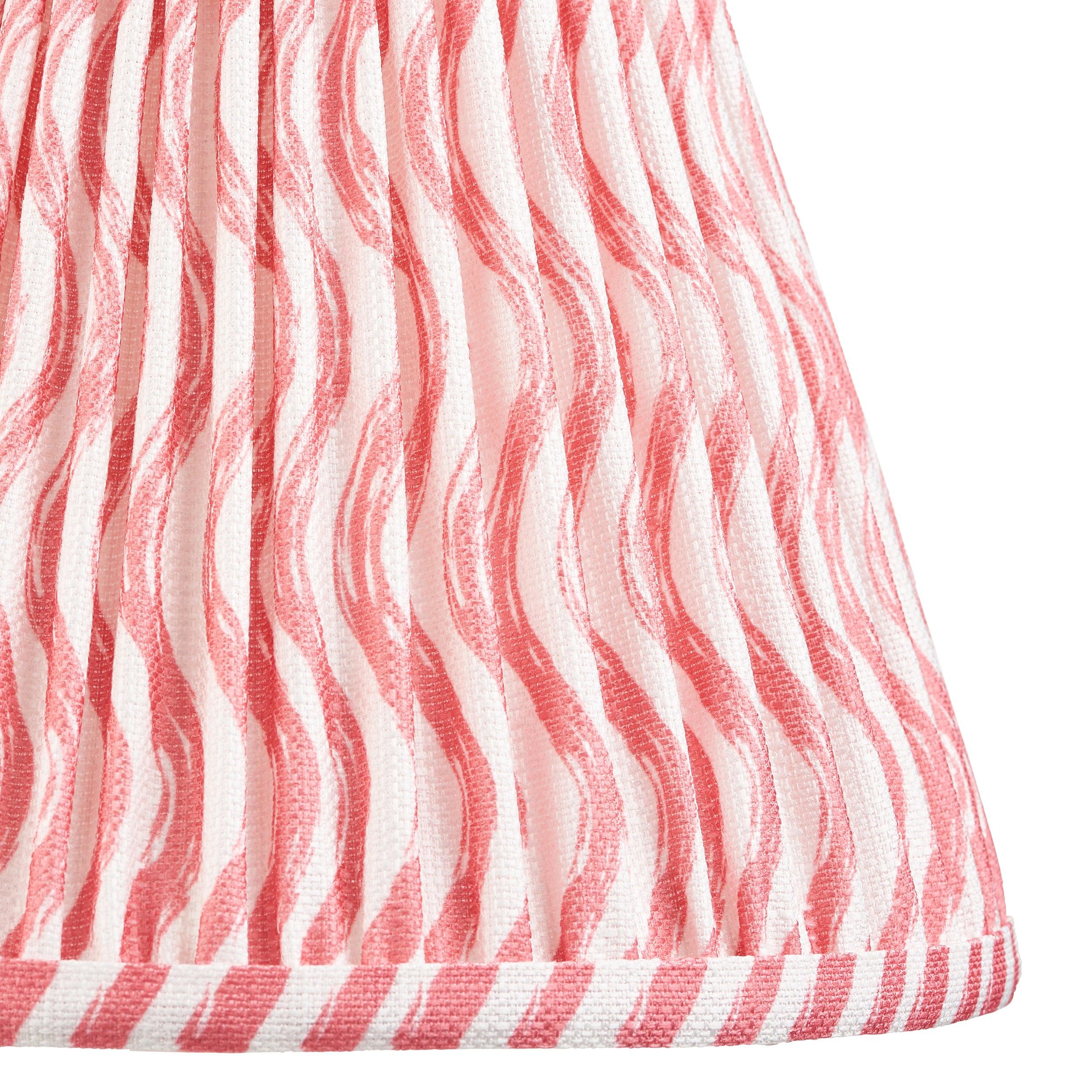 Myrtle Green Table Lamp & Ripple 25cm Coral Pink Shade