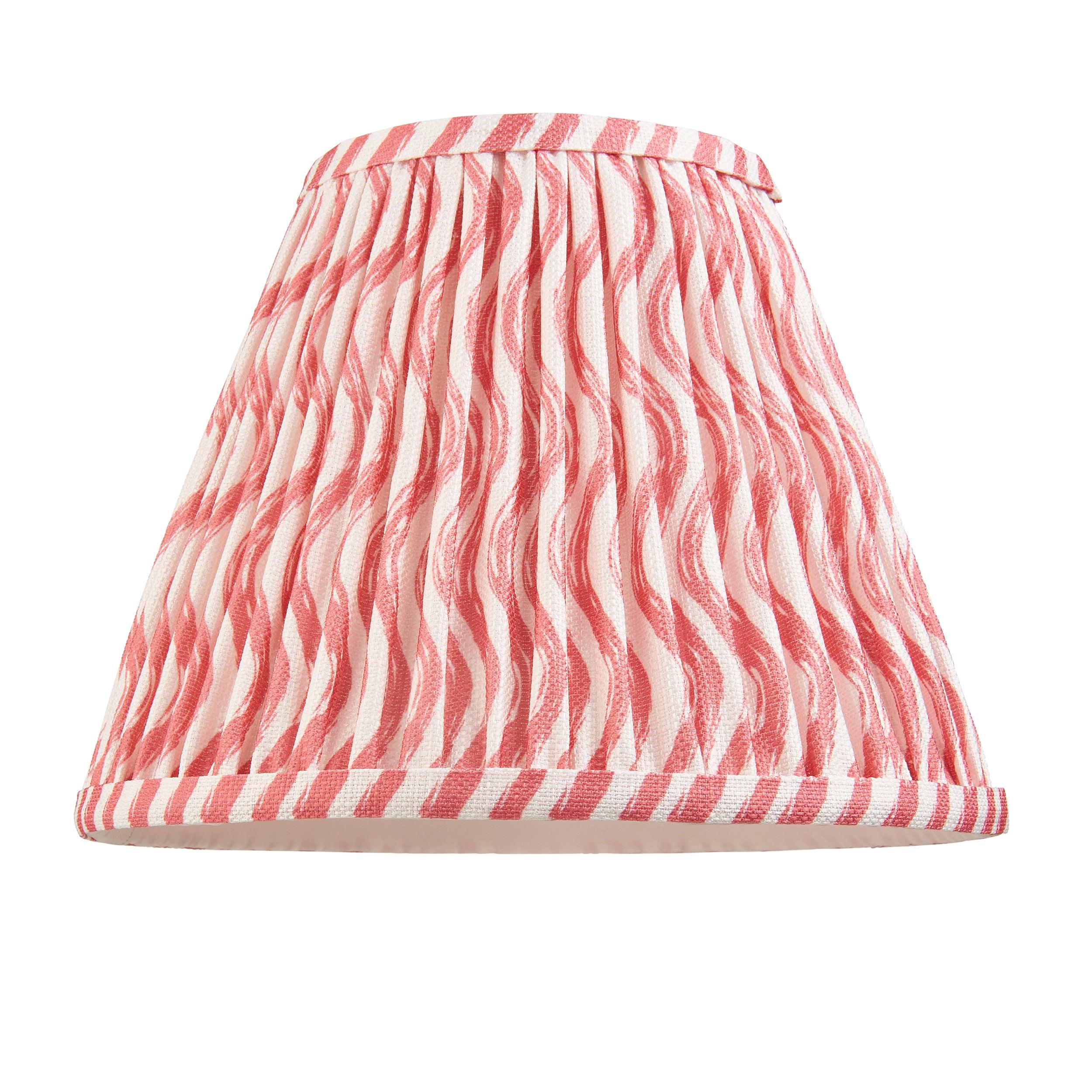 Myrtle Green Table Lamp & Ripple 25cm Coral Pink Shade