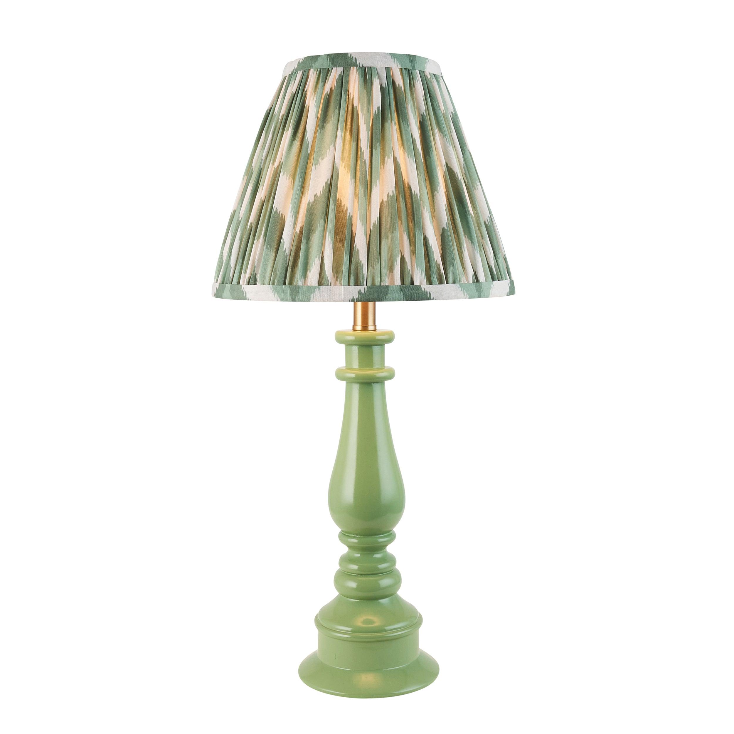 Myrtle Green Table Lamp & Zigzag 25cm Cotswold Green Shade