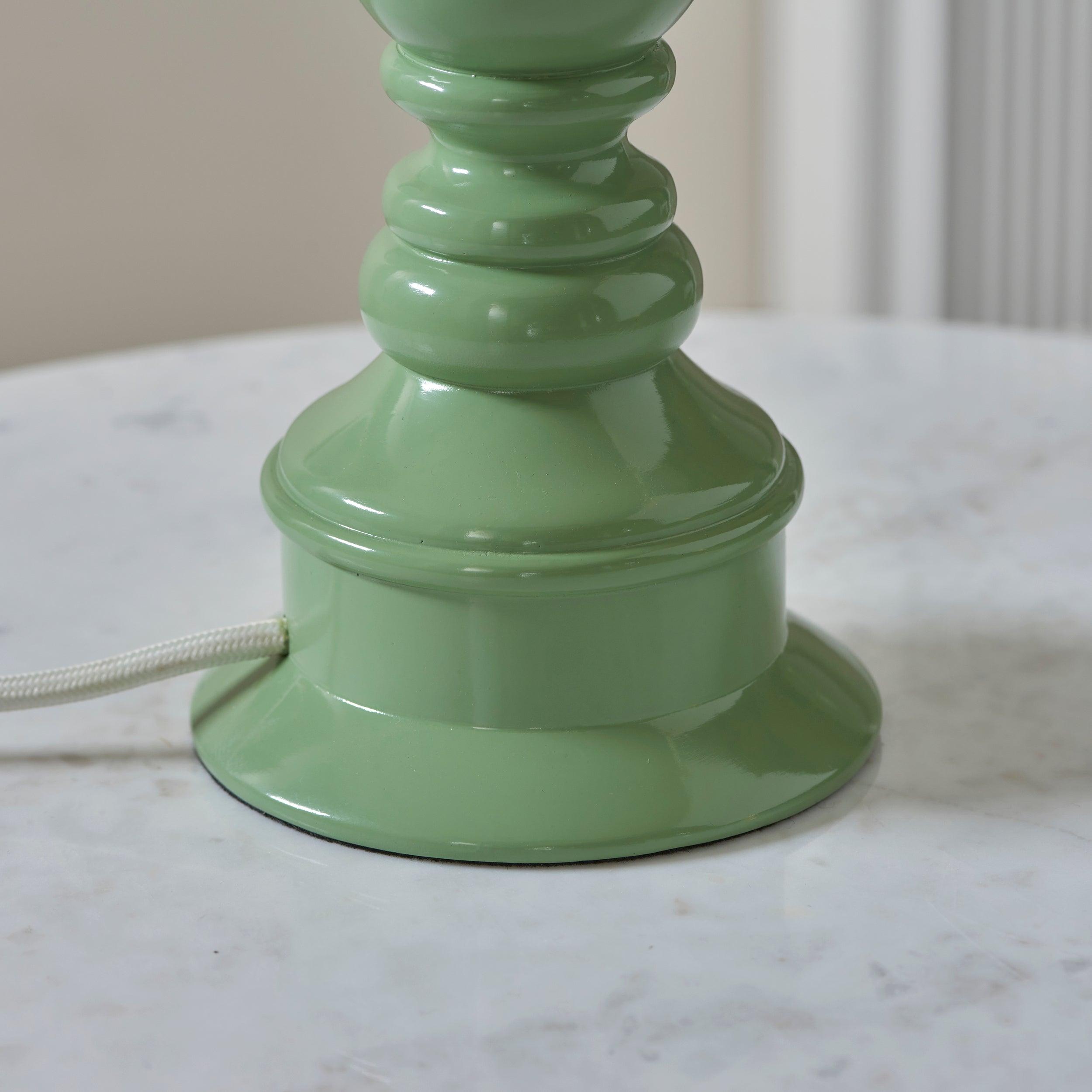 Myrtle Green Table Lamp & Ikat 25cm Pearl Grey Shade