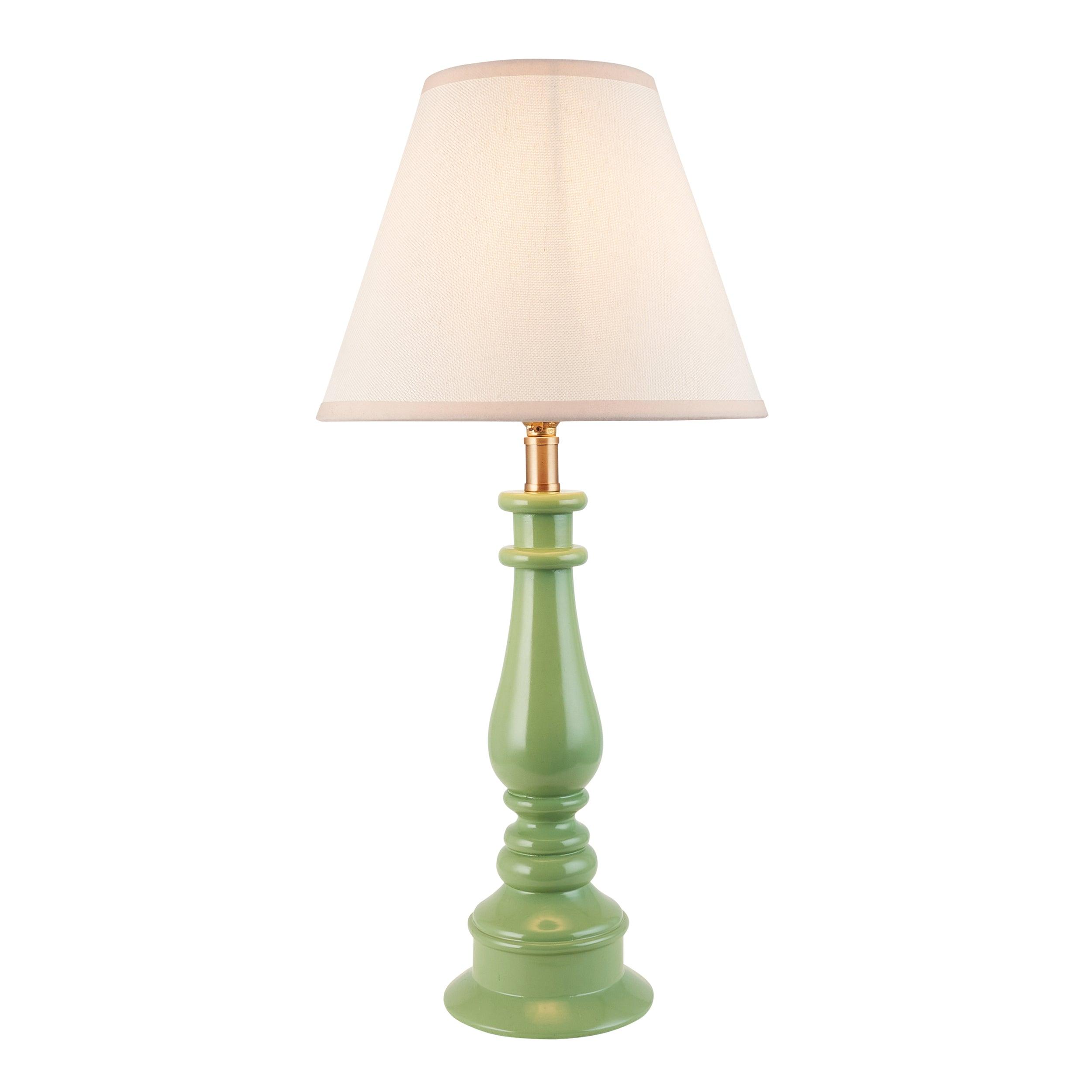 Myrtle Green Table Lamp & Ivy 25cm Vintage White Shade