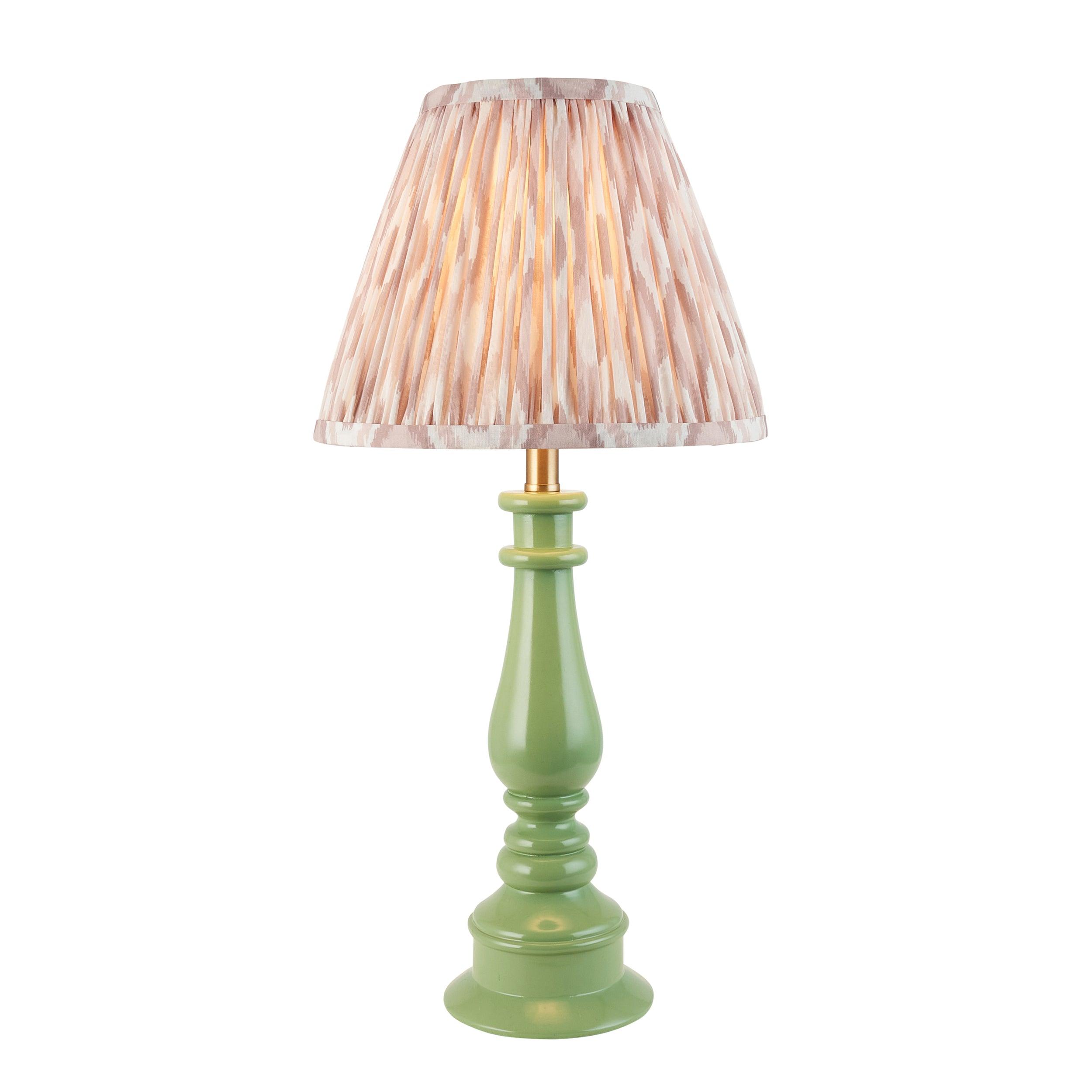 Myrtle Green Table Lamp & Ikat 25cm Neutral Shade