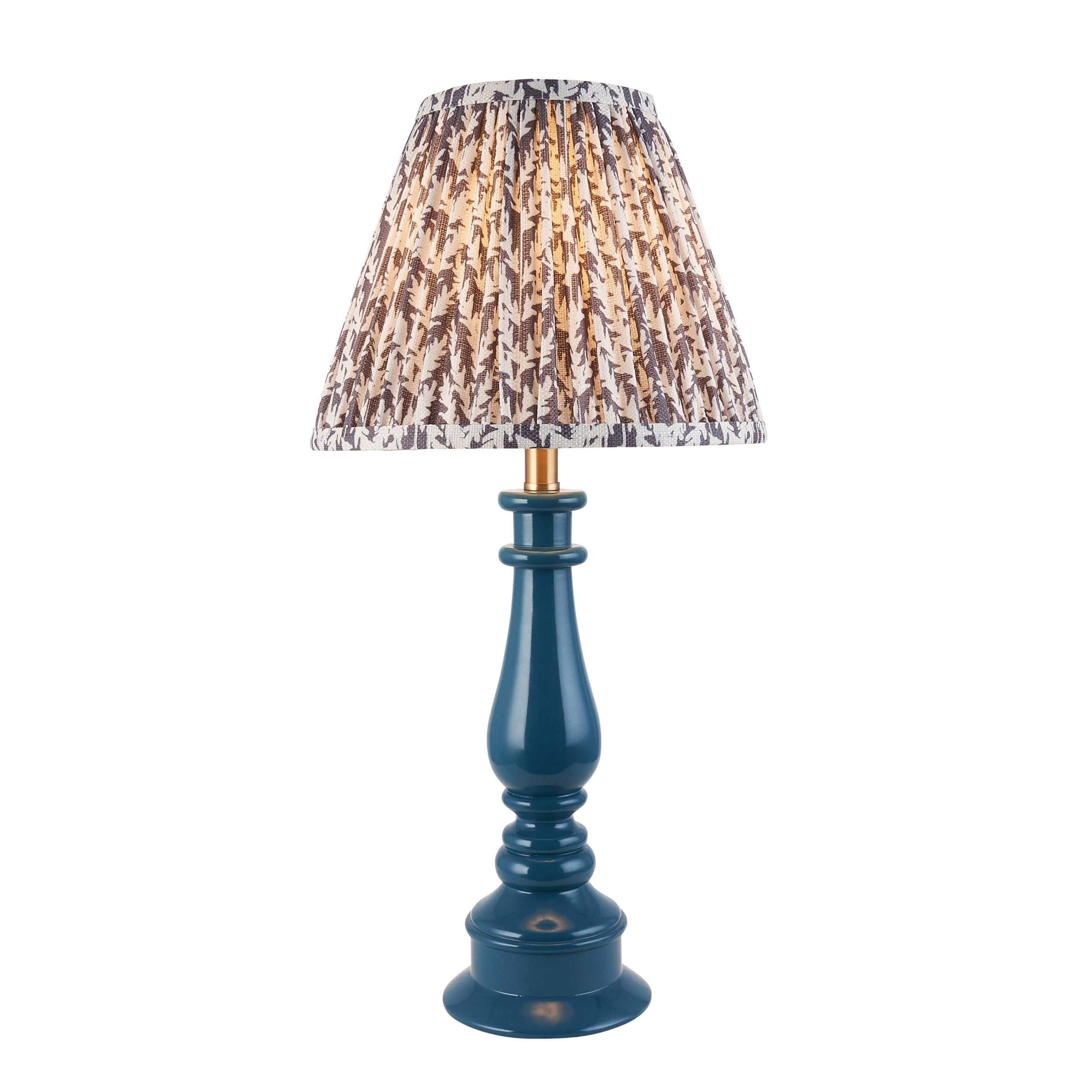 Myrtle Blue Table Lamp & Leaf 25cm Pearl Grey Shade