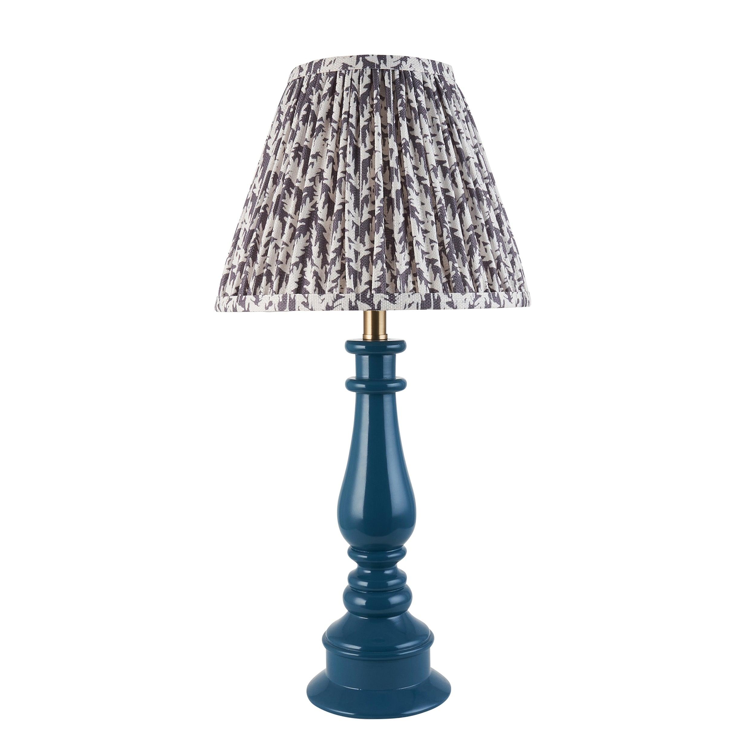 Myrtle Blue Table Lamp & Leaf 25cm Pearl Grey Shade