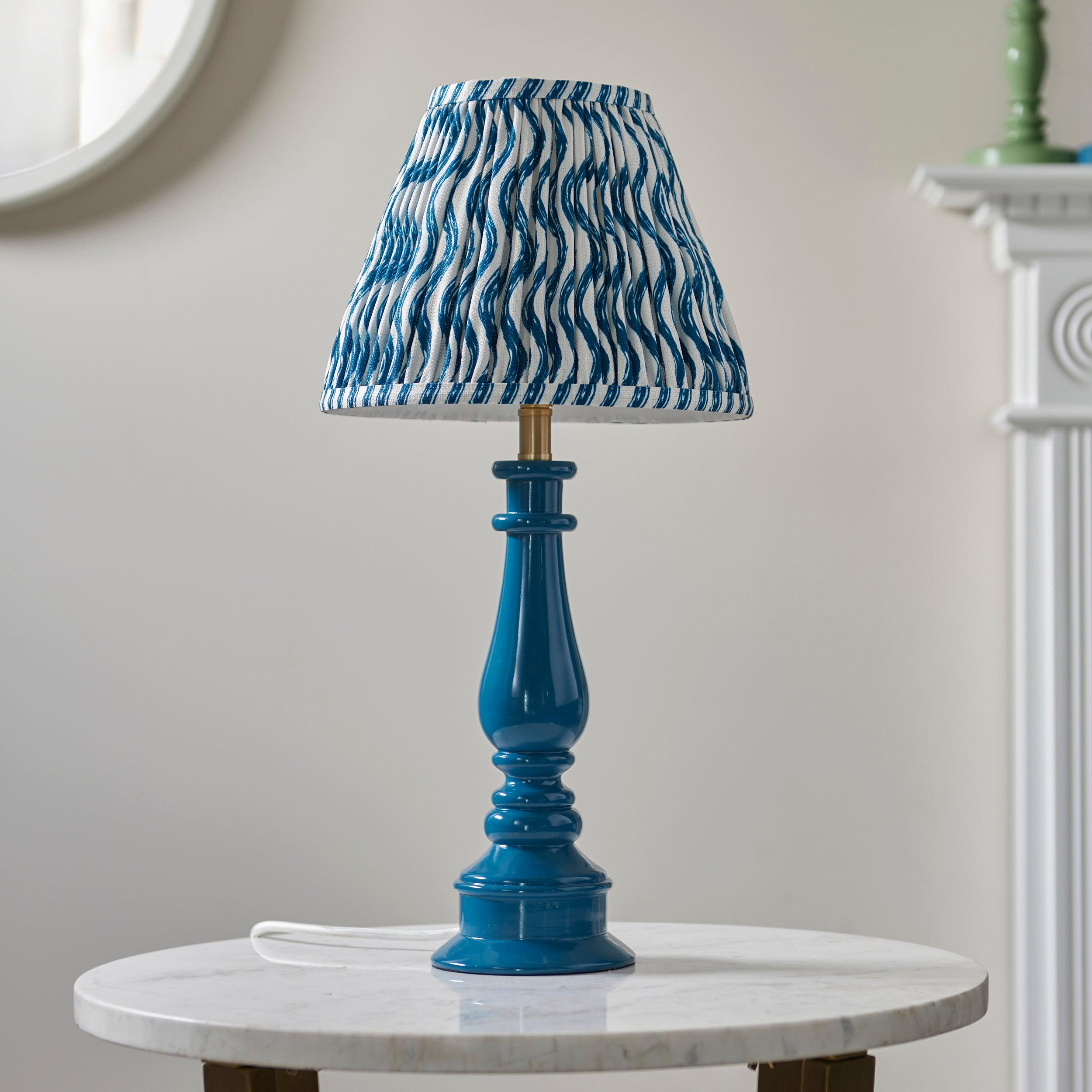 Myrtle Blue Table Lamp & Ripple 25cm Marlin Blue Shade