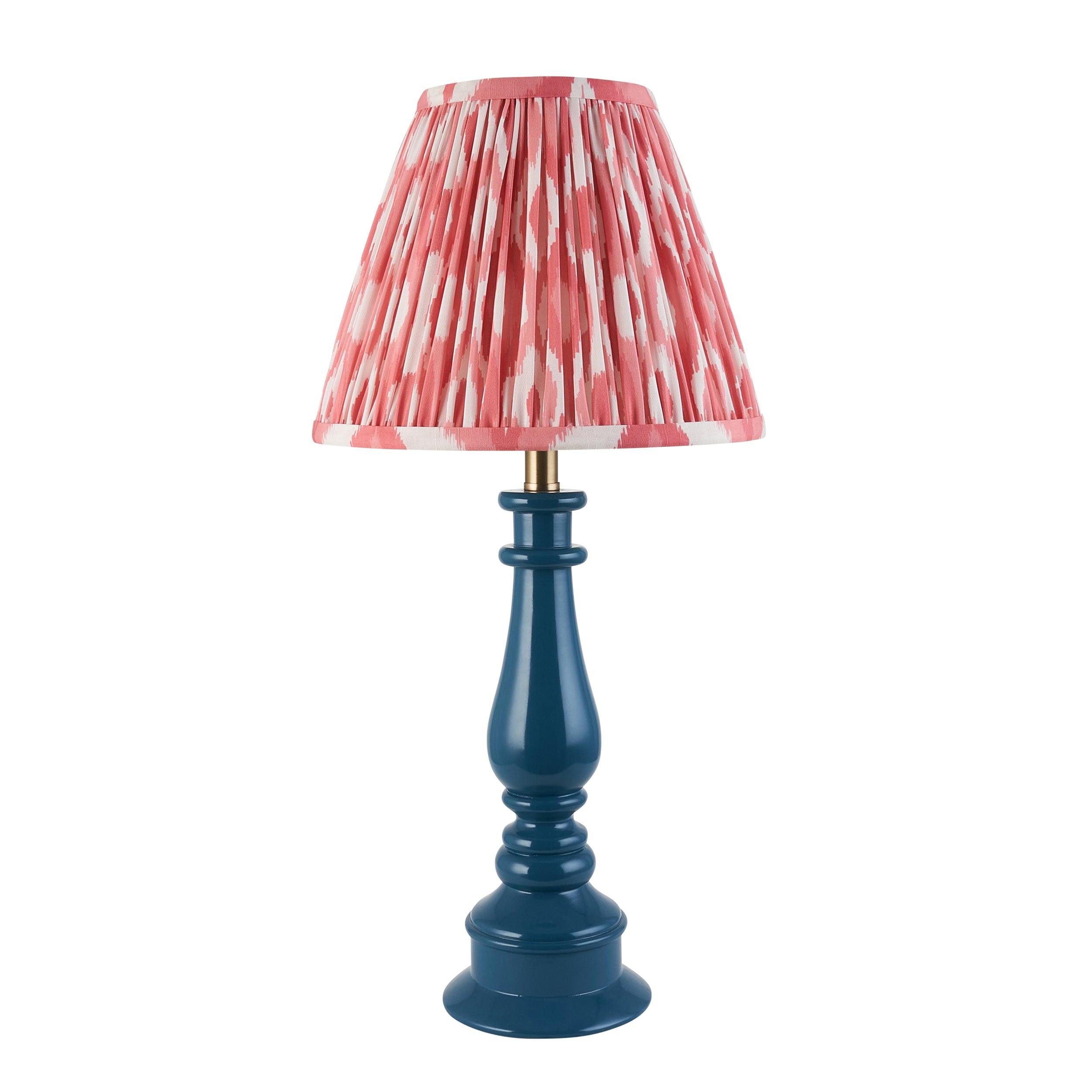 Myrtle Blue Table Lamp & Ikat 25cm Coral Pink Shade