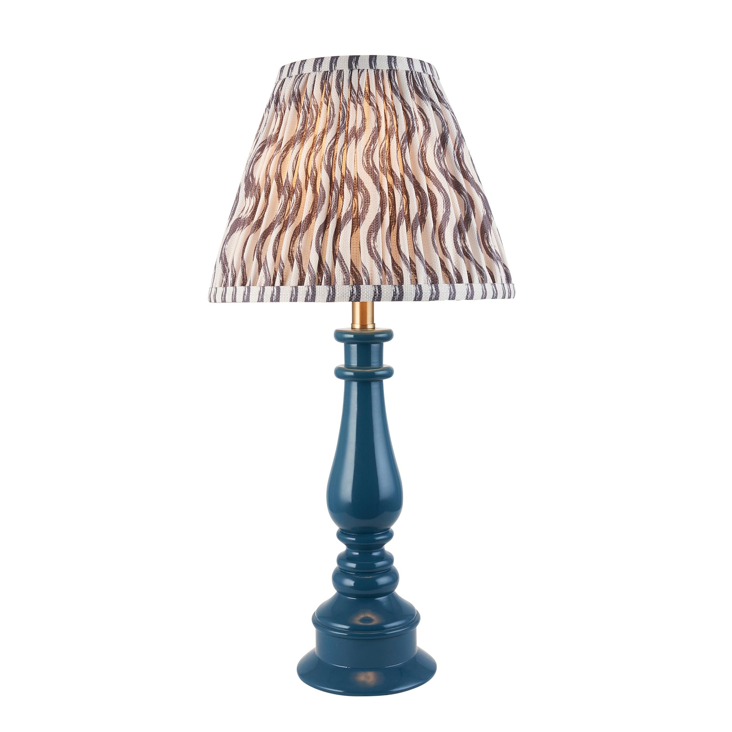 Myrtle Blue Table Lamp & Ripple 25cm Pearl Grey Shade