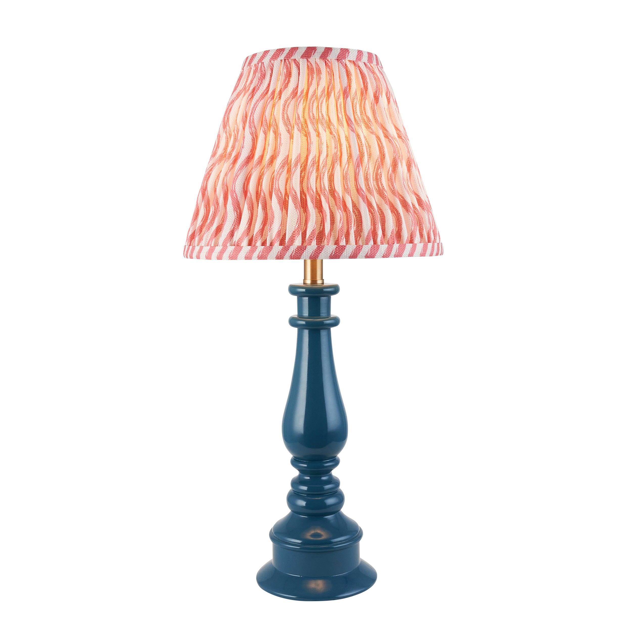 Myrtle Blue Table Lamp & Ripple 25cm Coral Pink Shade