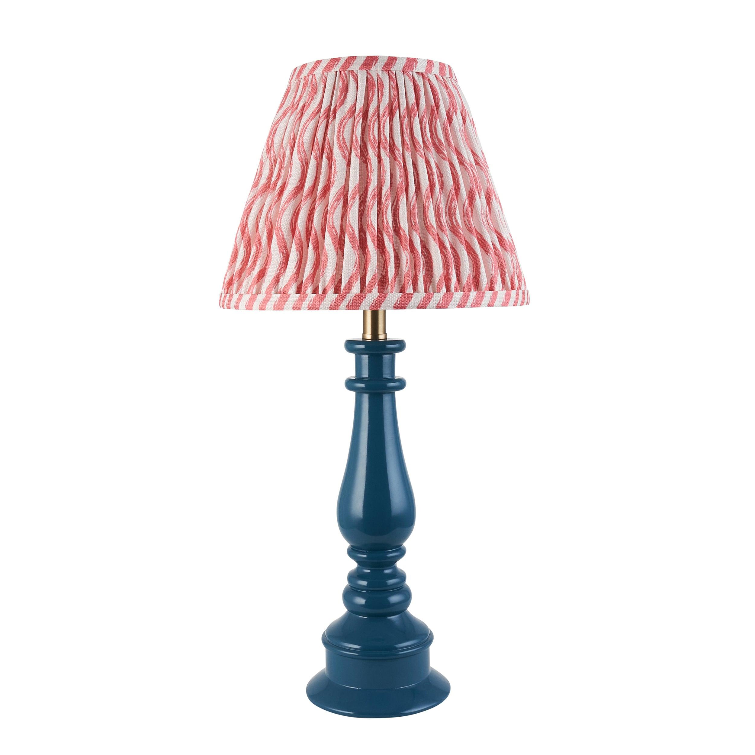 Myrtle Blue Table Lamp & Ripple 25cm Coral Pink Shade