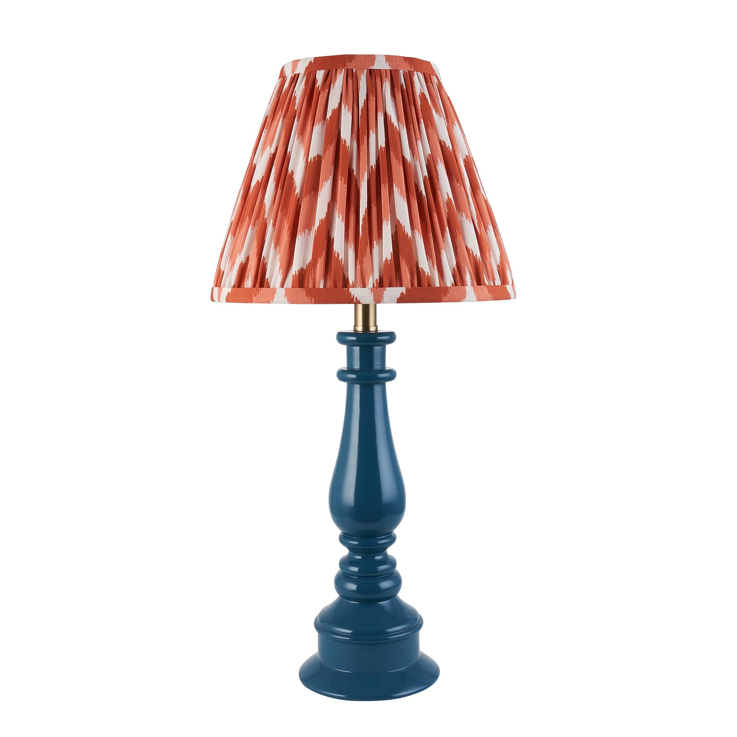 Myrtle Blue Table Lamp & Zigzag 25cm Apricot Orange Shade
