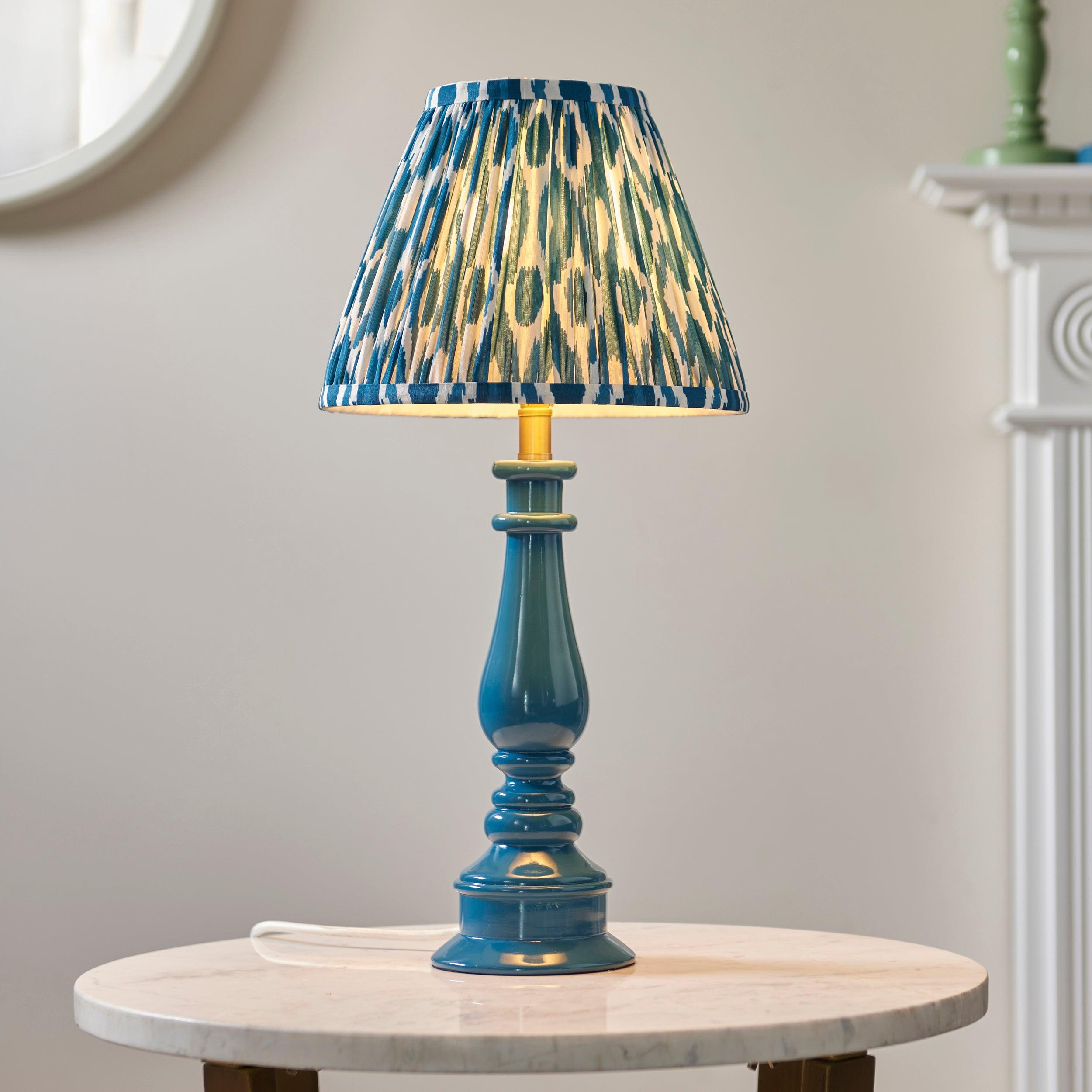 Myrtle Blue Table Lamp & Ikat 25cm Marlin Blue Shade