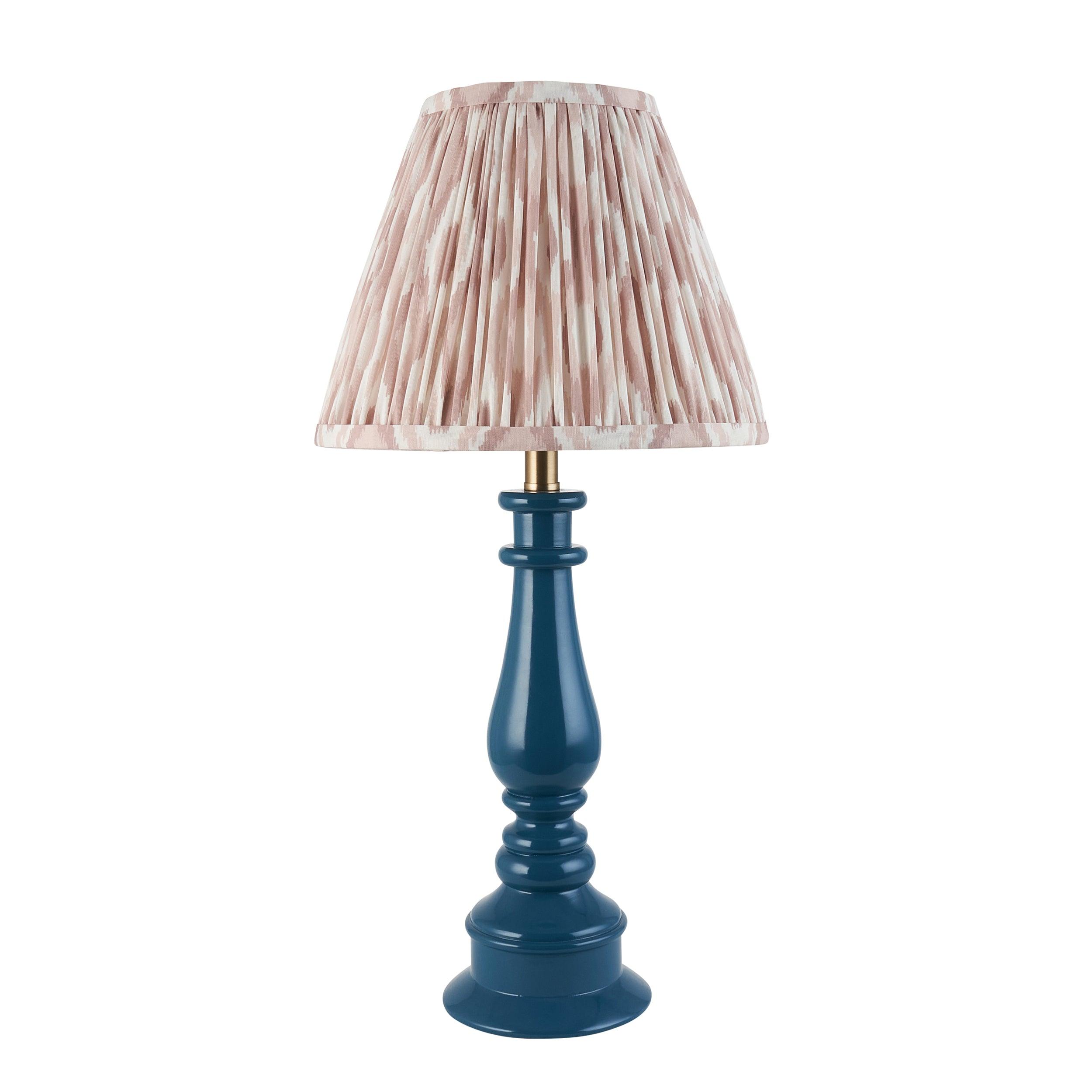 Myrtle Blue Table Lamp & Ikat 25cm Neutral Shade
