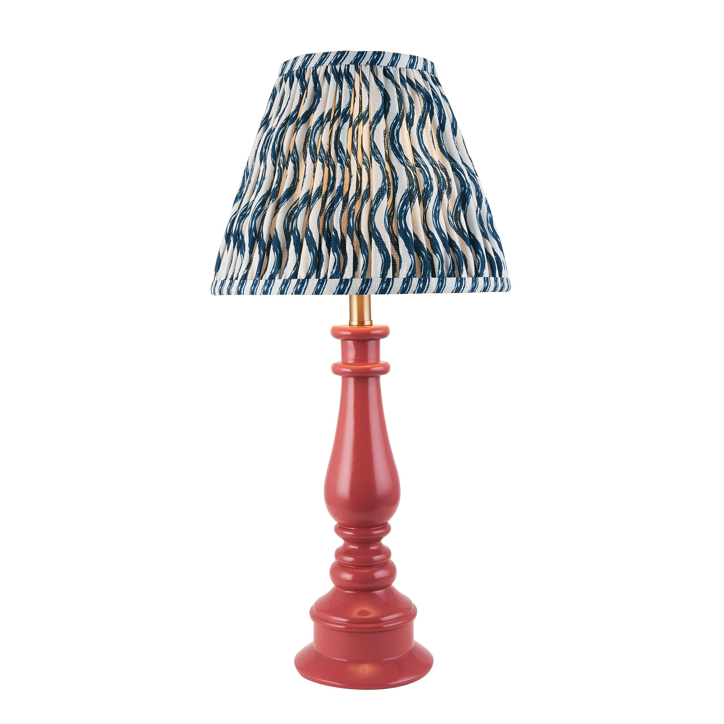 Myrtle Pink Table Lamp & Ripple 25cm Marlin Blue Shade