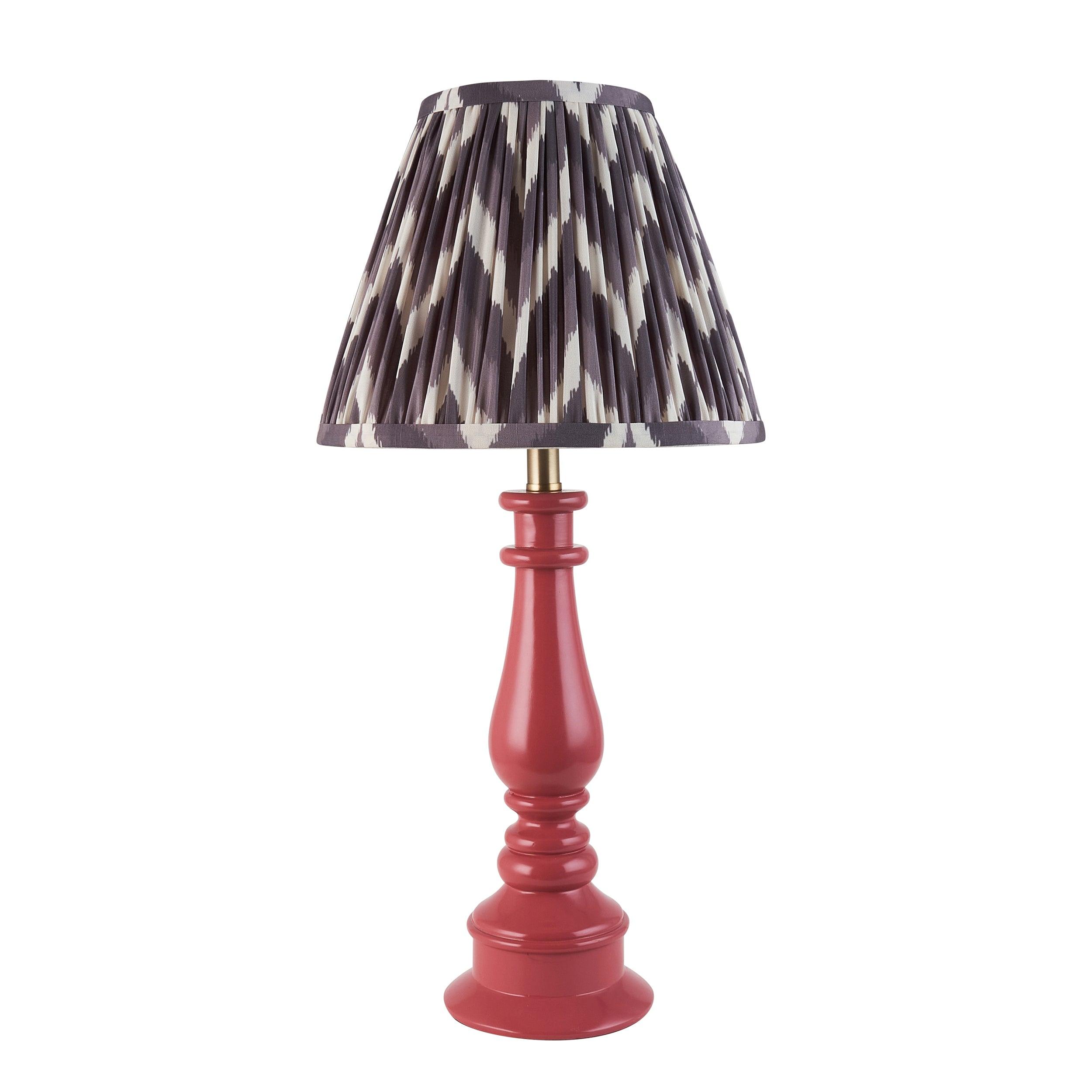 Myrtle Pink Table Lamp & Zigzag 25cm Pearl Grey Shade