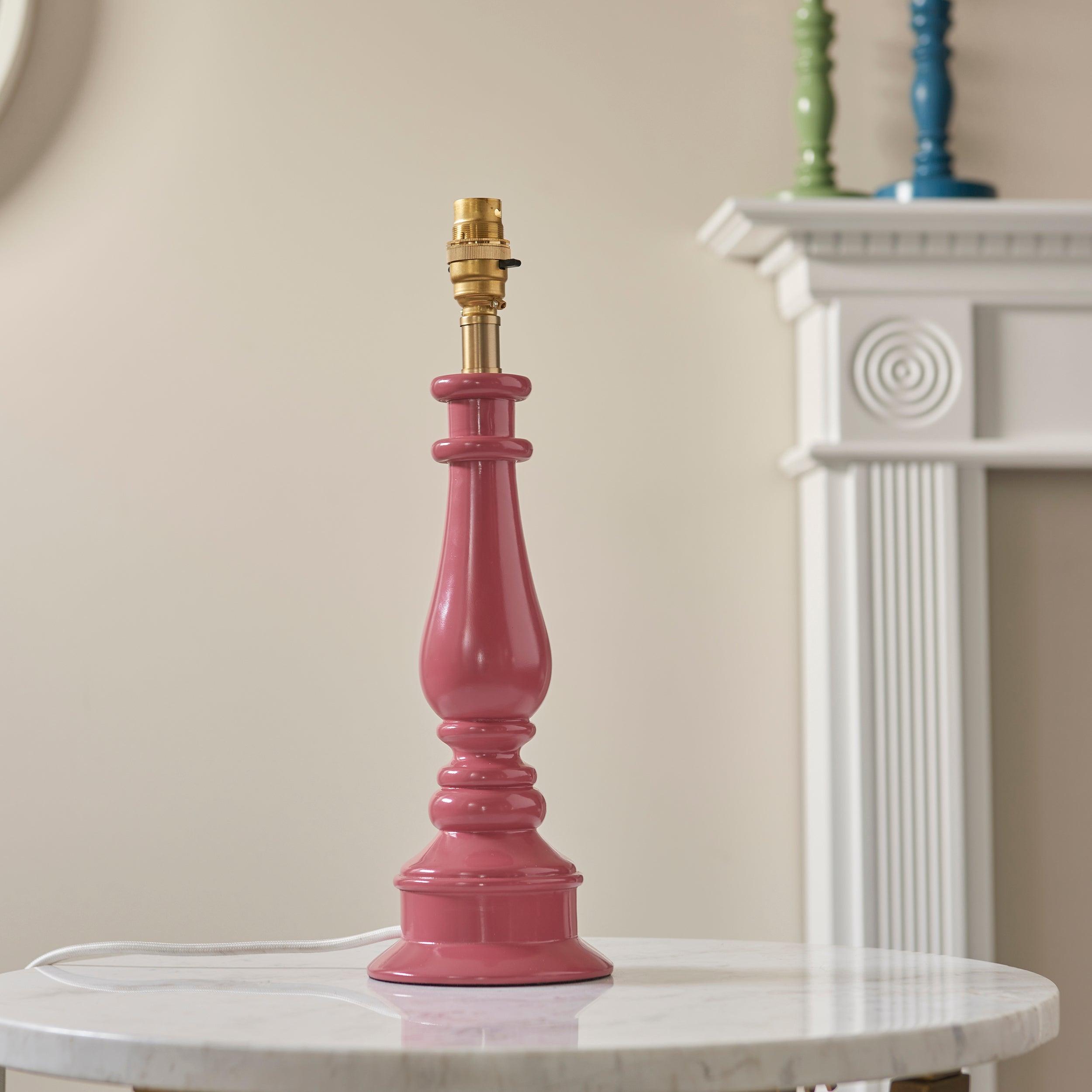 Myrtle Pink Table Lamp & Ripple 25cm Pearl Grey Shade