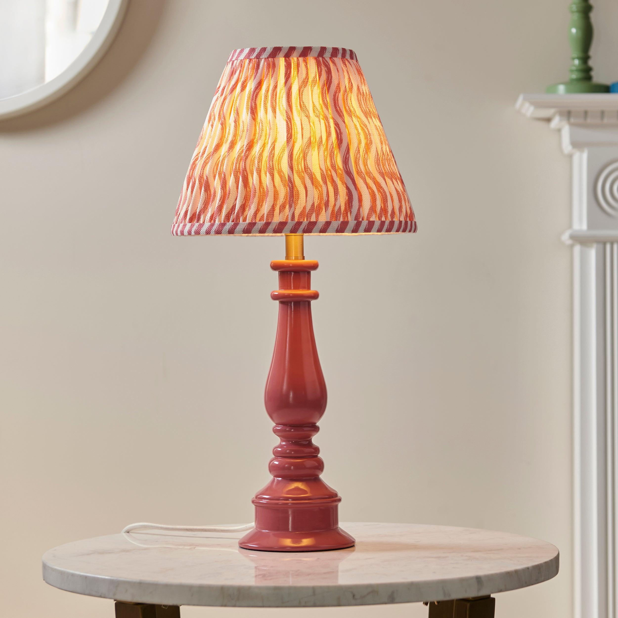 Myrtle Pink Table Lamp & Ripple 25cm Coral Pink Shade