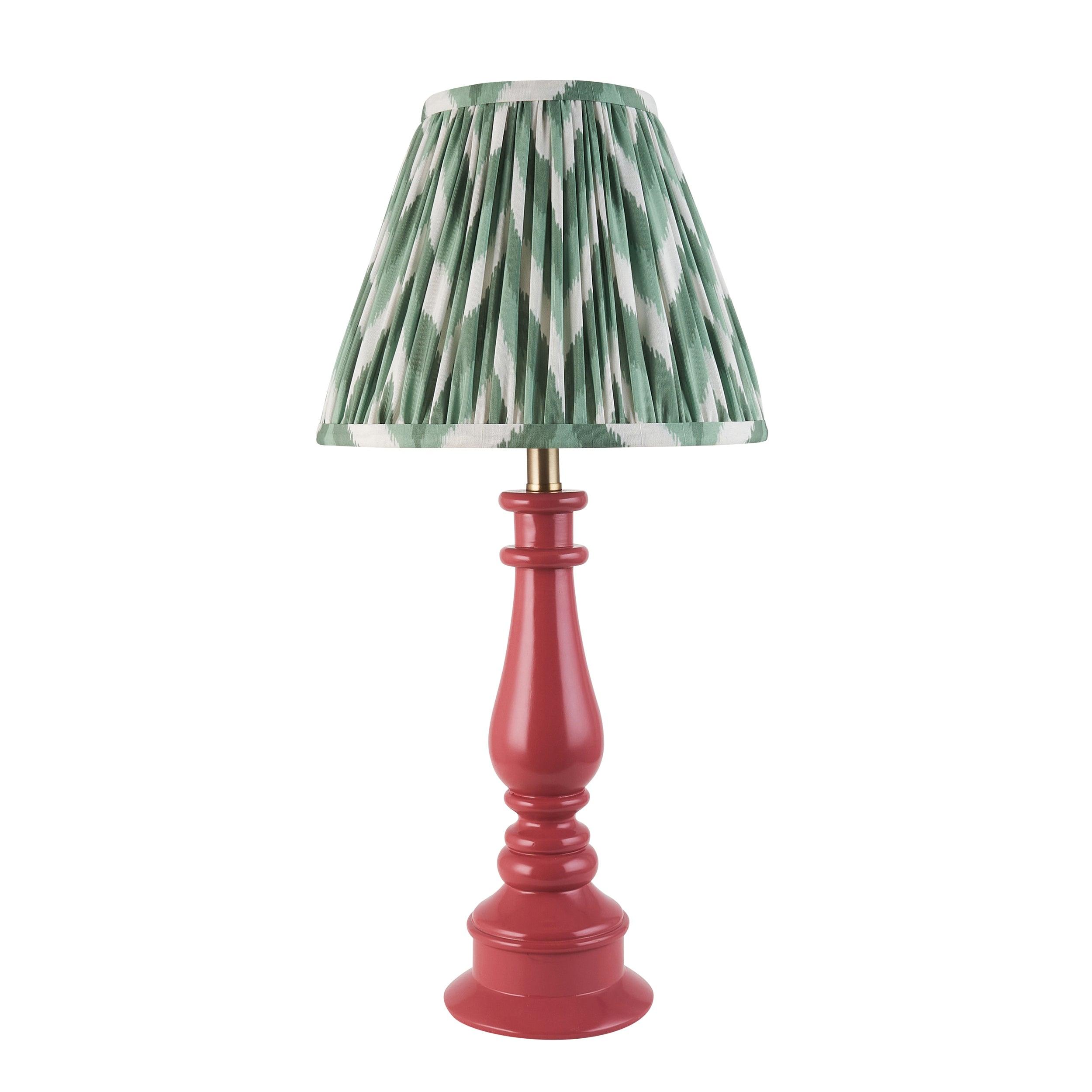 Myrtle Pink Table Lamp & Zigzag 25cm Cotswold Green Shade