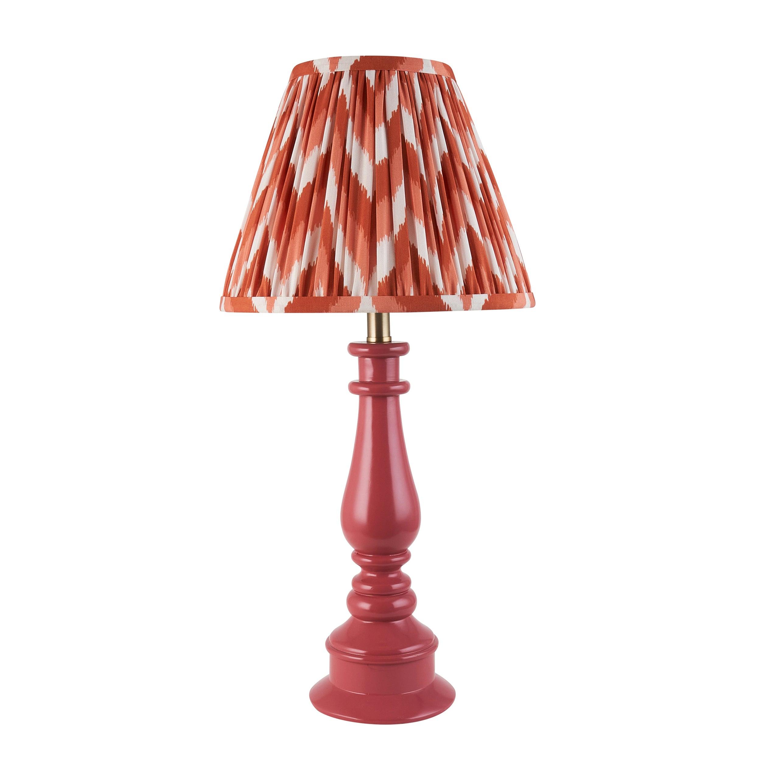 Myrtle Pink Table Lamp & Zigzag 25cm Apricot Orange Shade