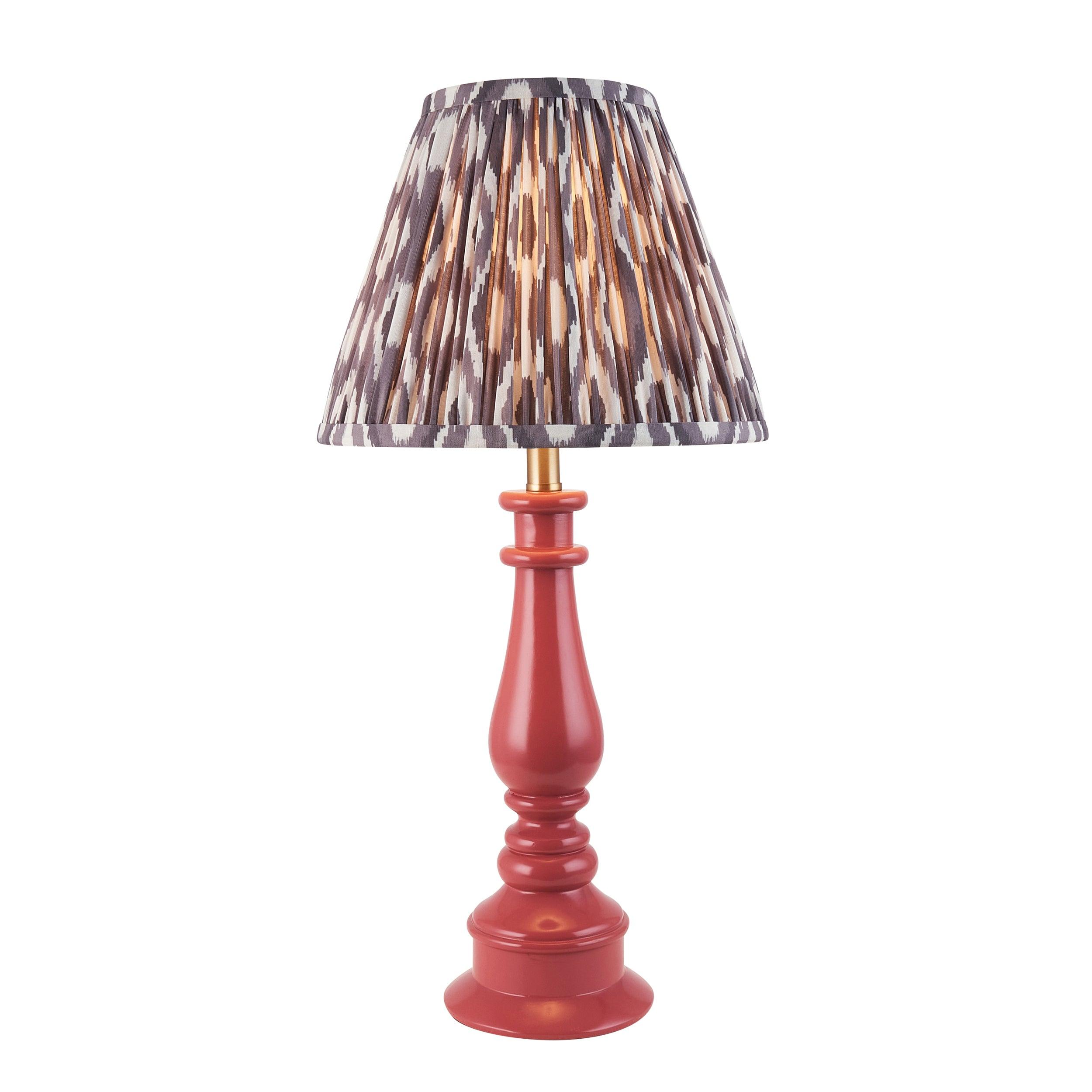 Myrtle Pink Table Lamp & Ikat 25cm Pearl Grey Shade