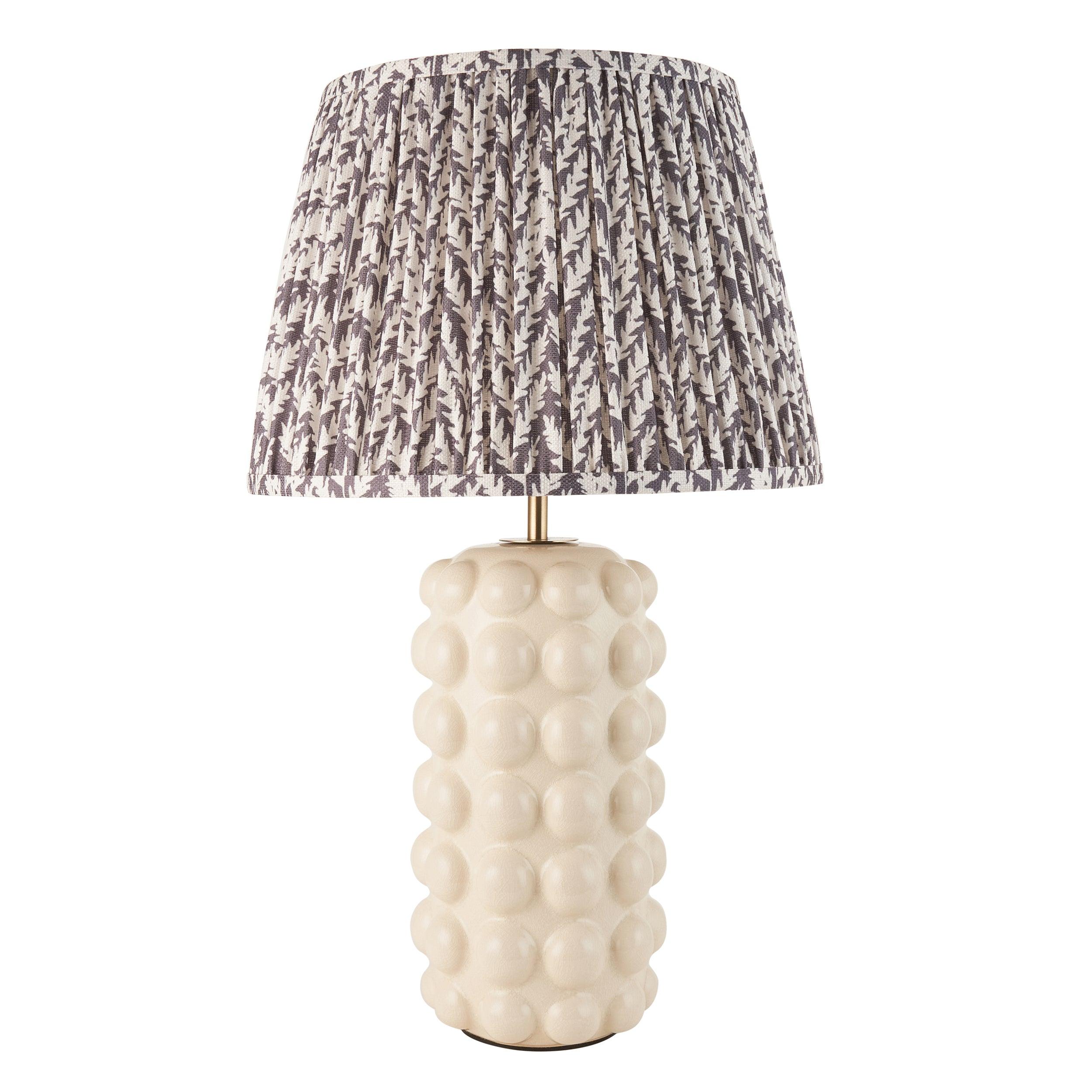 Bobble White Ceramic Table Lamp & Leaf 35cm Pearl Grey Shade