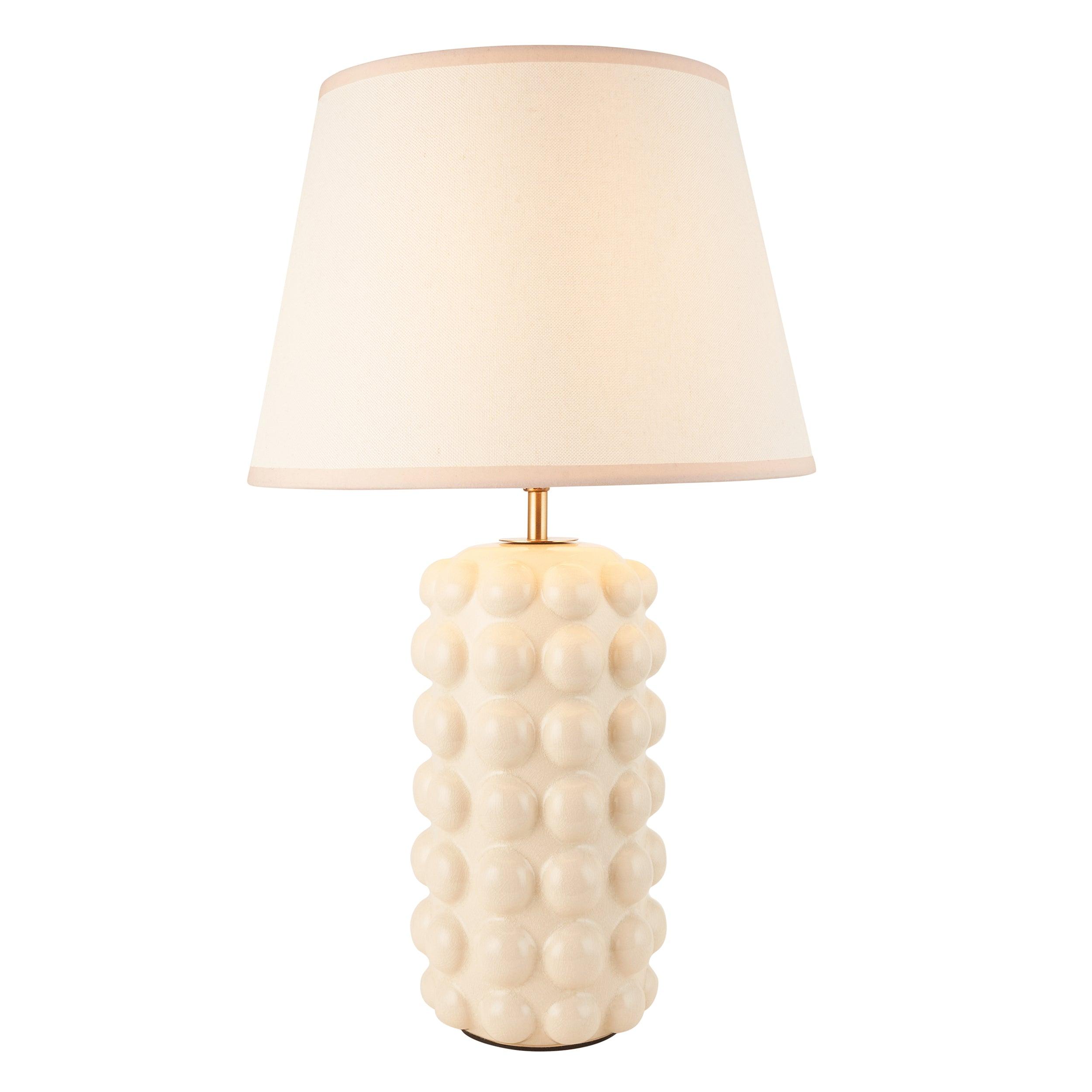 Bobble White Ceramic Table Lamp & Ivy 35cm Vintage White Shade