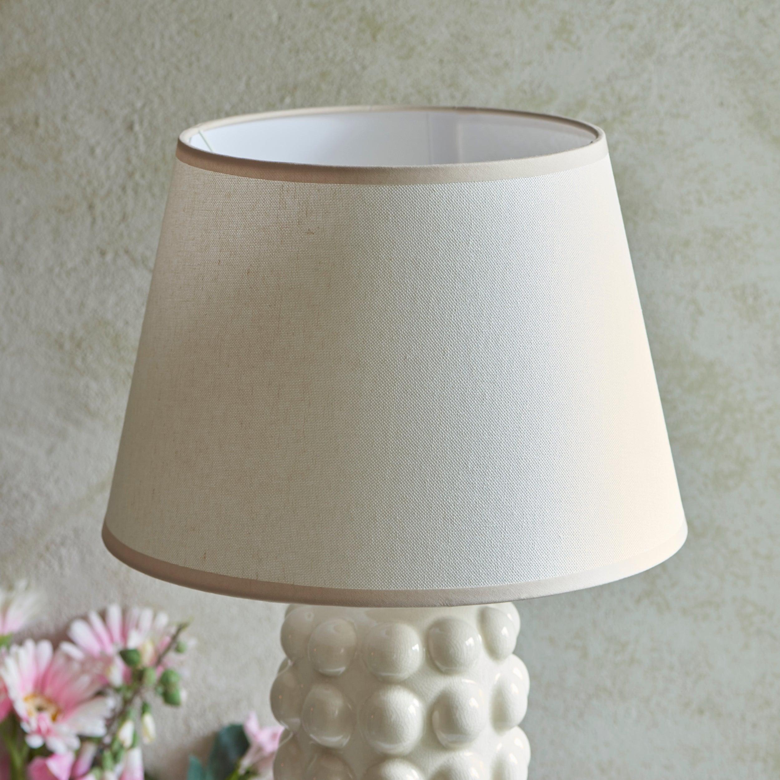 Bobble White Ceramic Table Lamp & Ivy 35cm Vintage White Shade