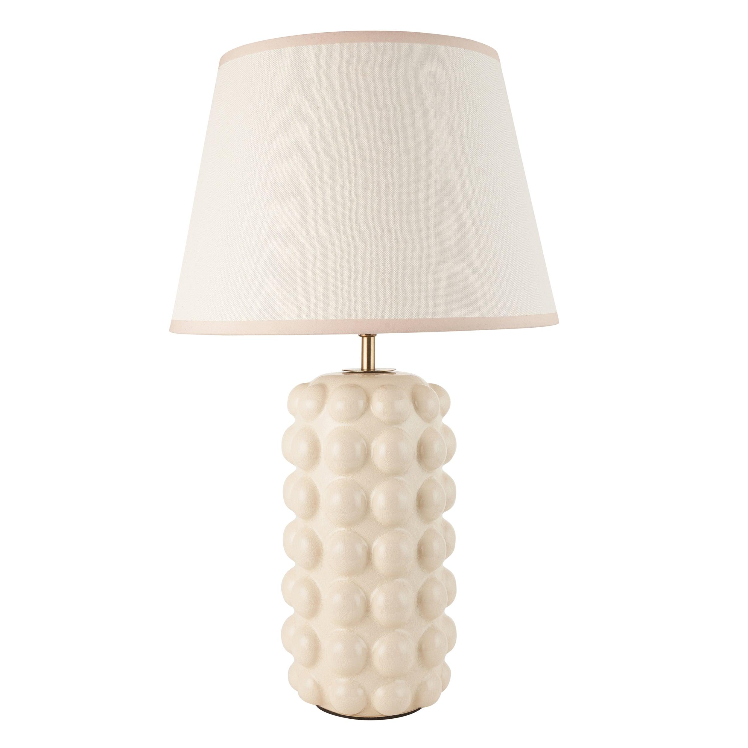 Bobble White Ceramic Table Lamp & Ivy 35cm Vintage White Shade