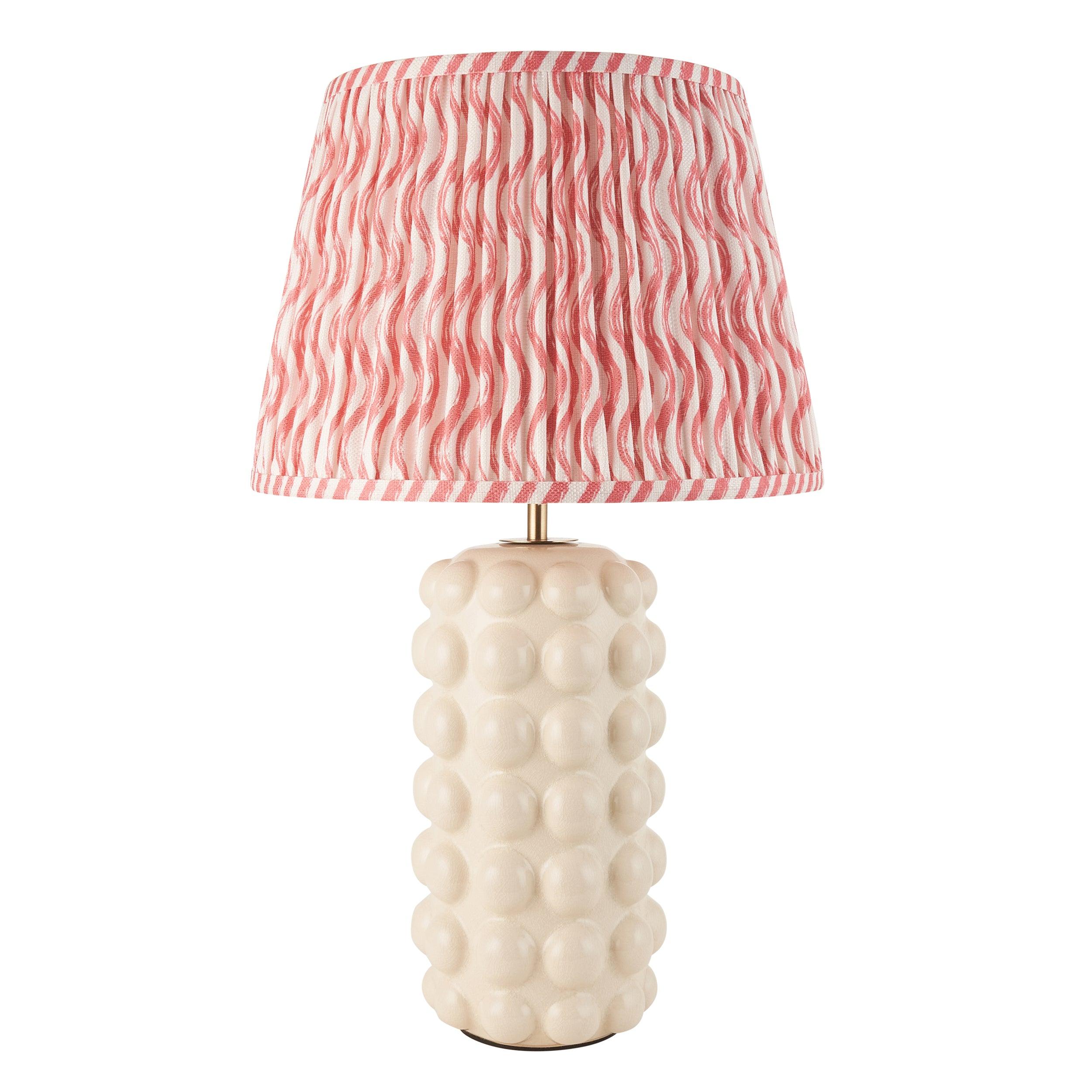 Bobble White Ceramic Table Lamp & Ripple 35cm Coral Pink Shade