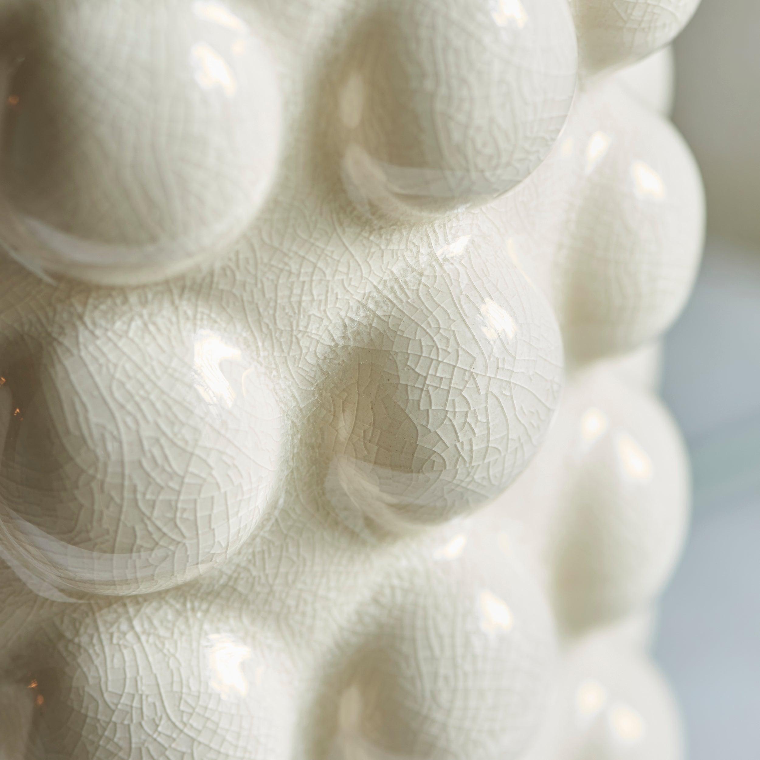 Bobble White Ceramic Table Lamp & Ikat 35cm Pearl Grey Shade