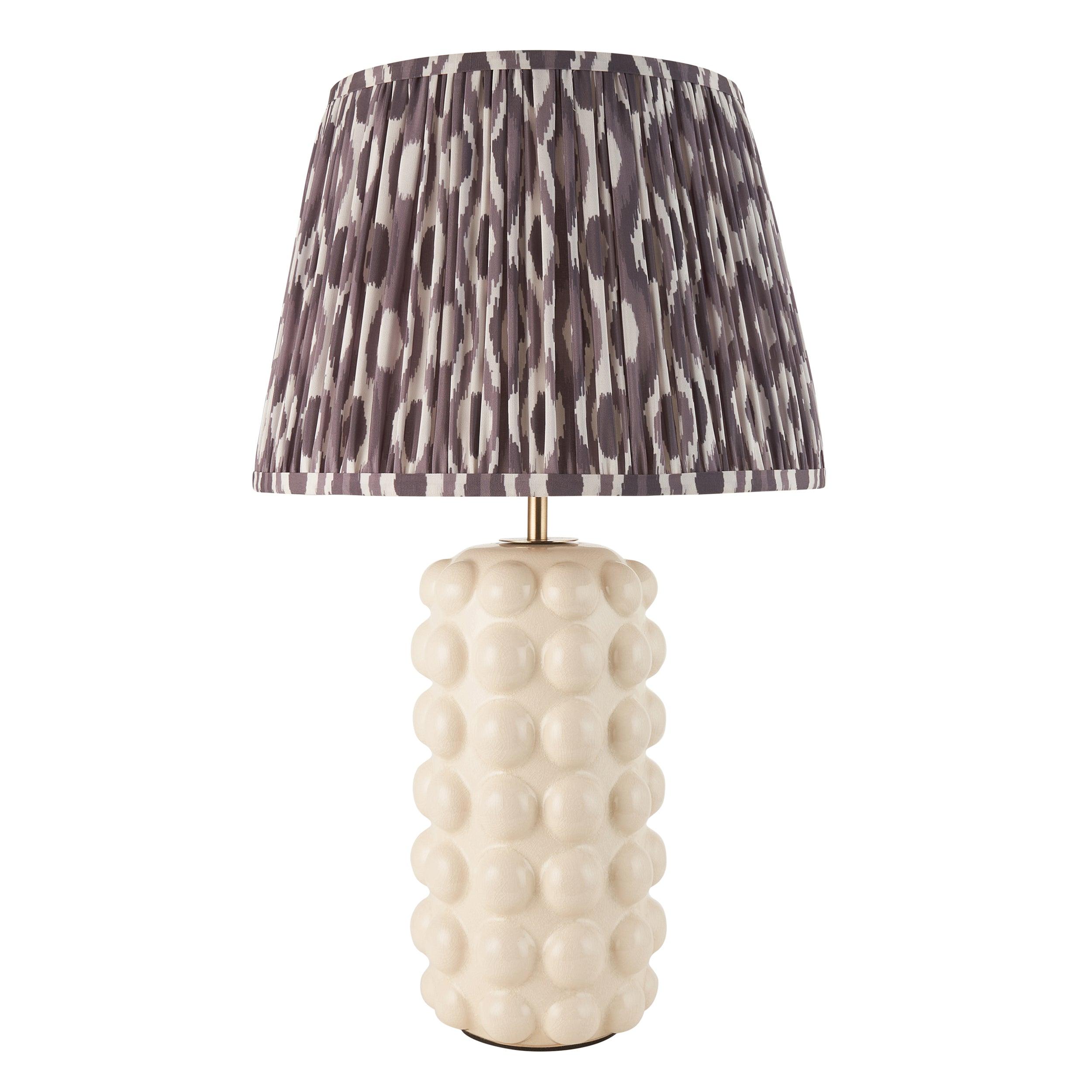 Bobble White Ceramic Table Lamp & Ikat 35cm Pearl Grey Shade