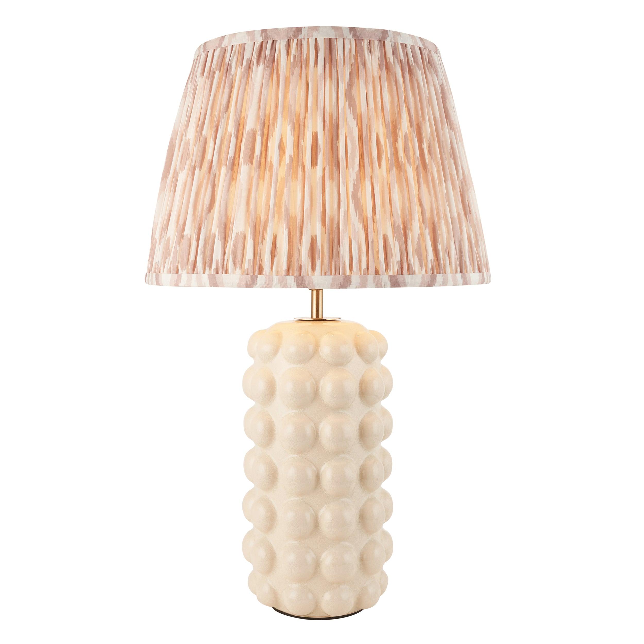 Bobble White Ceramic Table Lamp & Ikat 35cm Neutral Shade