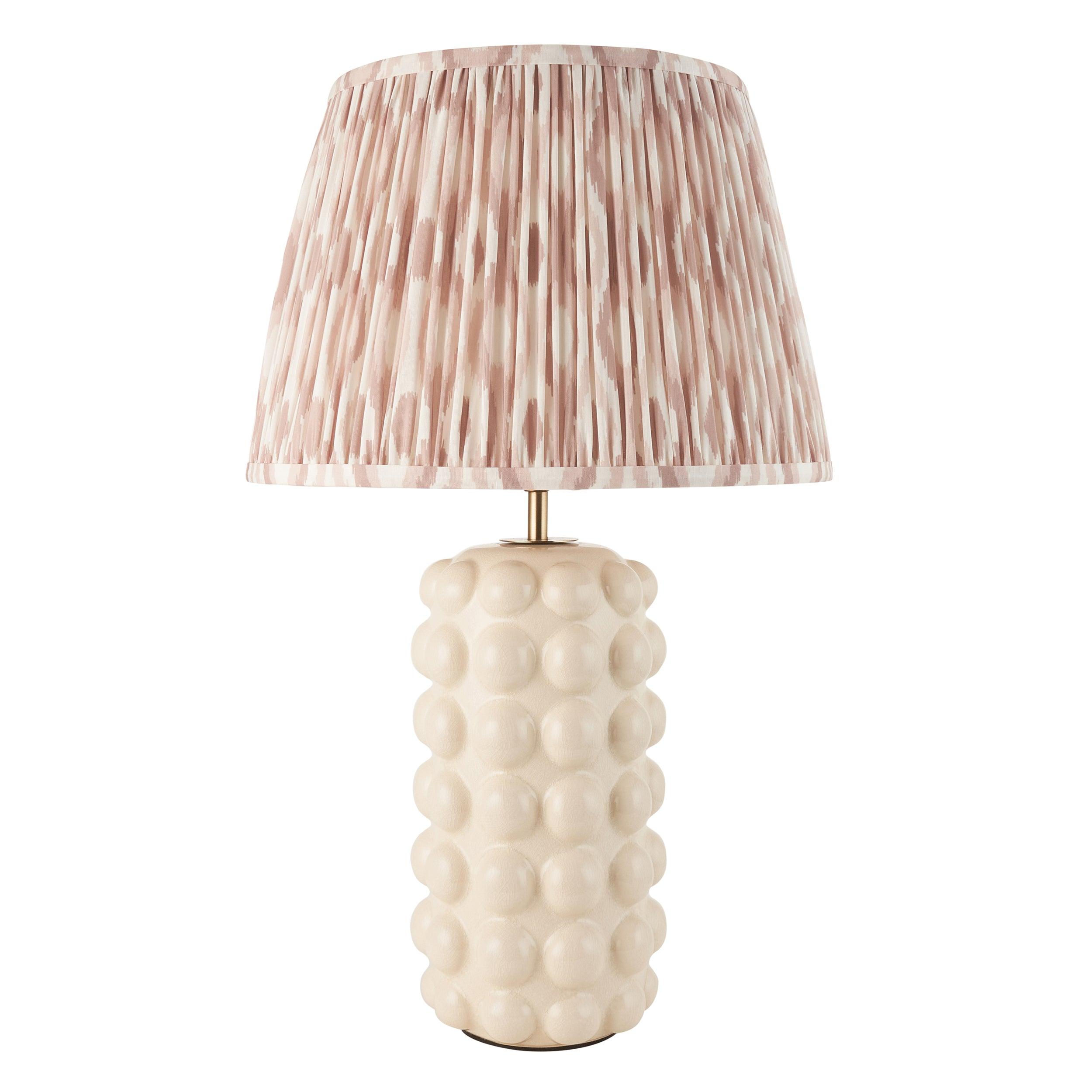 Bobble White Ceramic Table Lamp & Ikat 35cm Neutral Shade