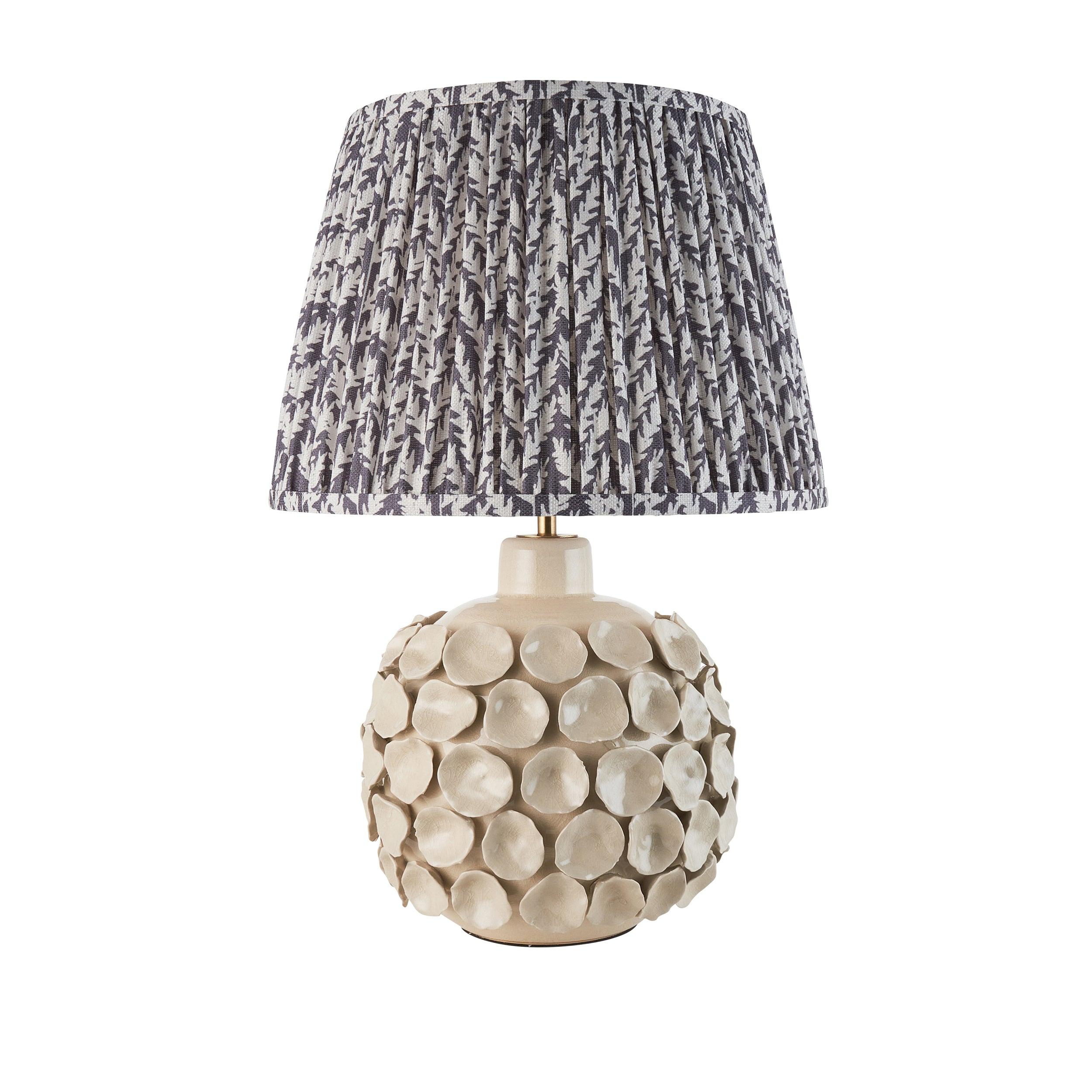 Borello Ivory Ceramic Table Lamp & Leaf 35cm Pearl Grey Shade