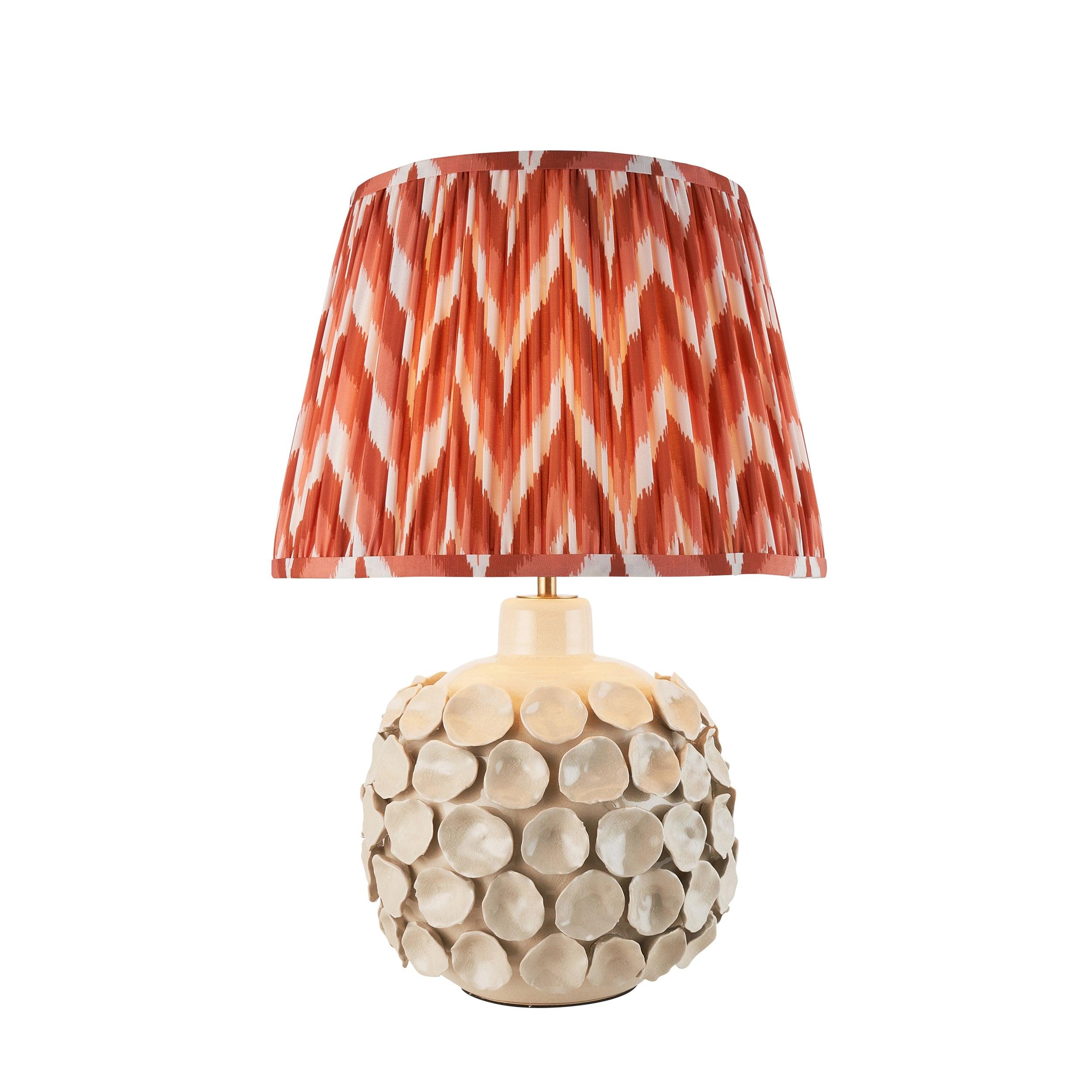 Borello Ivory Ceramic Table Lamp & Zigzag 35cm Apricot Orange Shade