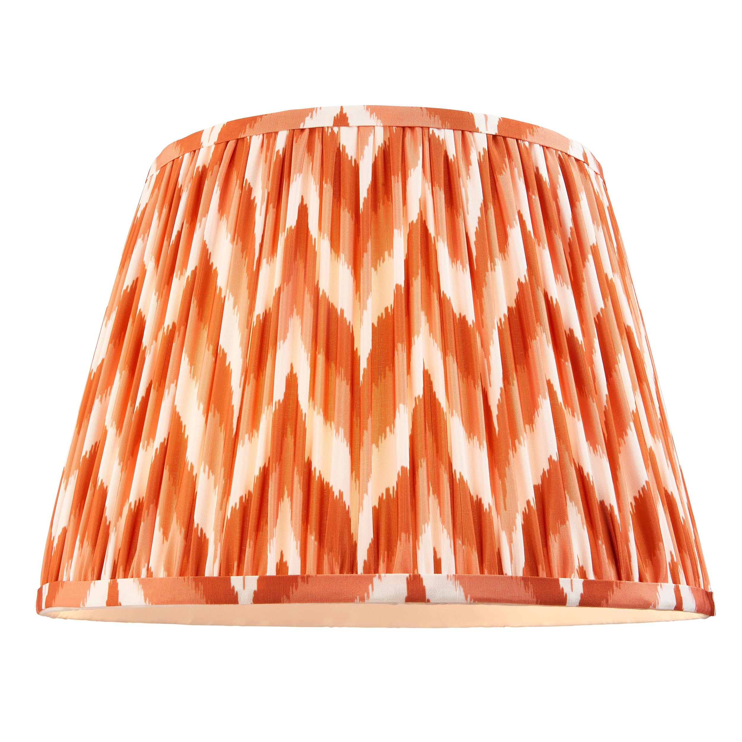 Borello Ivory Ceramic Table Lamp & Zigzag 35cm Apricot Orange Shade