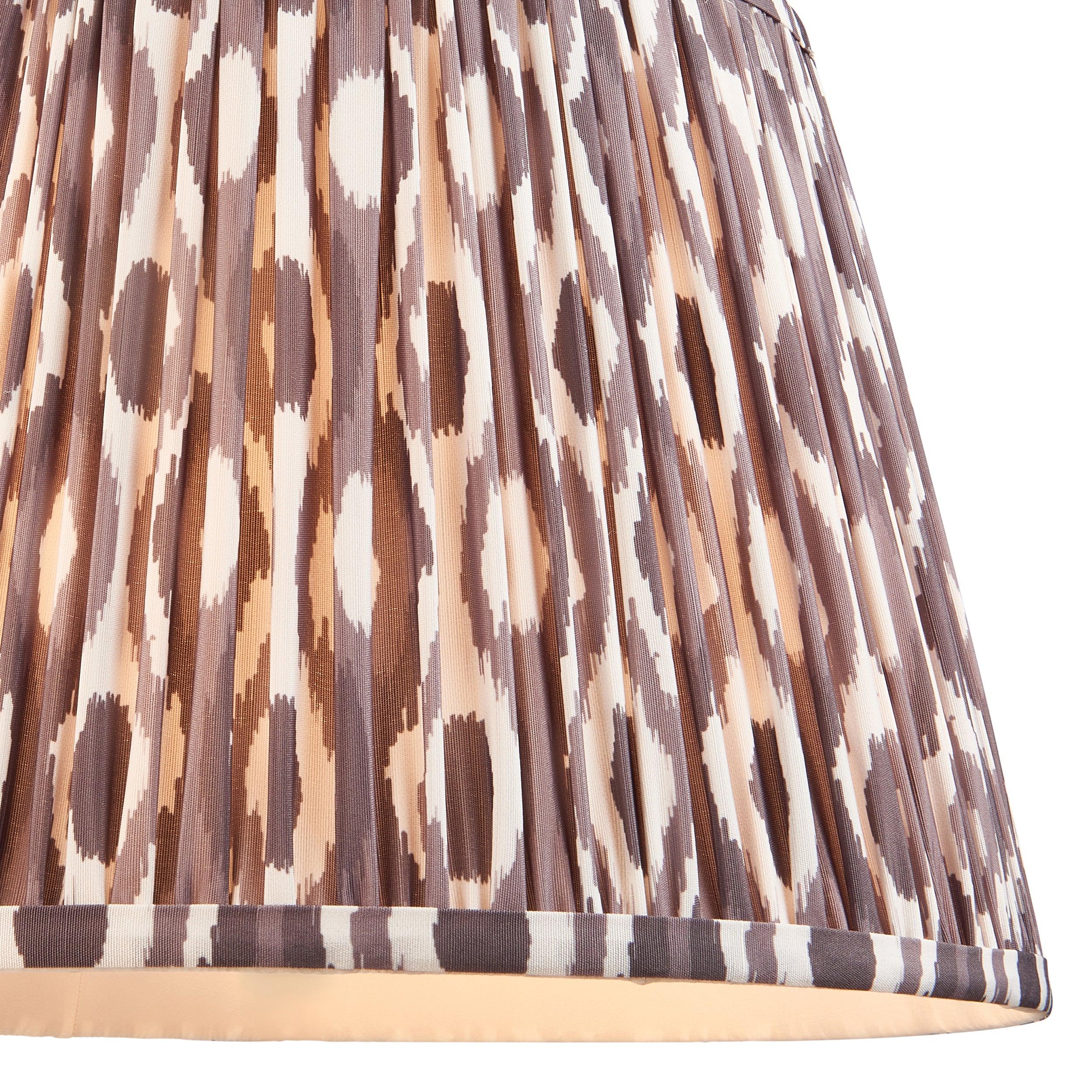 Borello Ivory Ceramic Table Lamp & Ikat 35cm Pearl Grey Shade