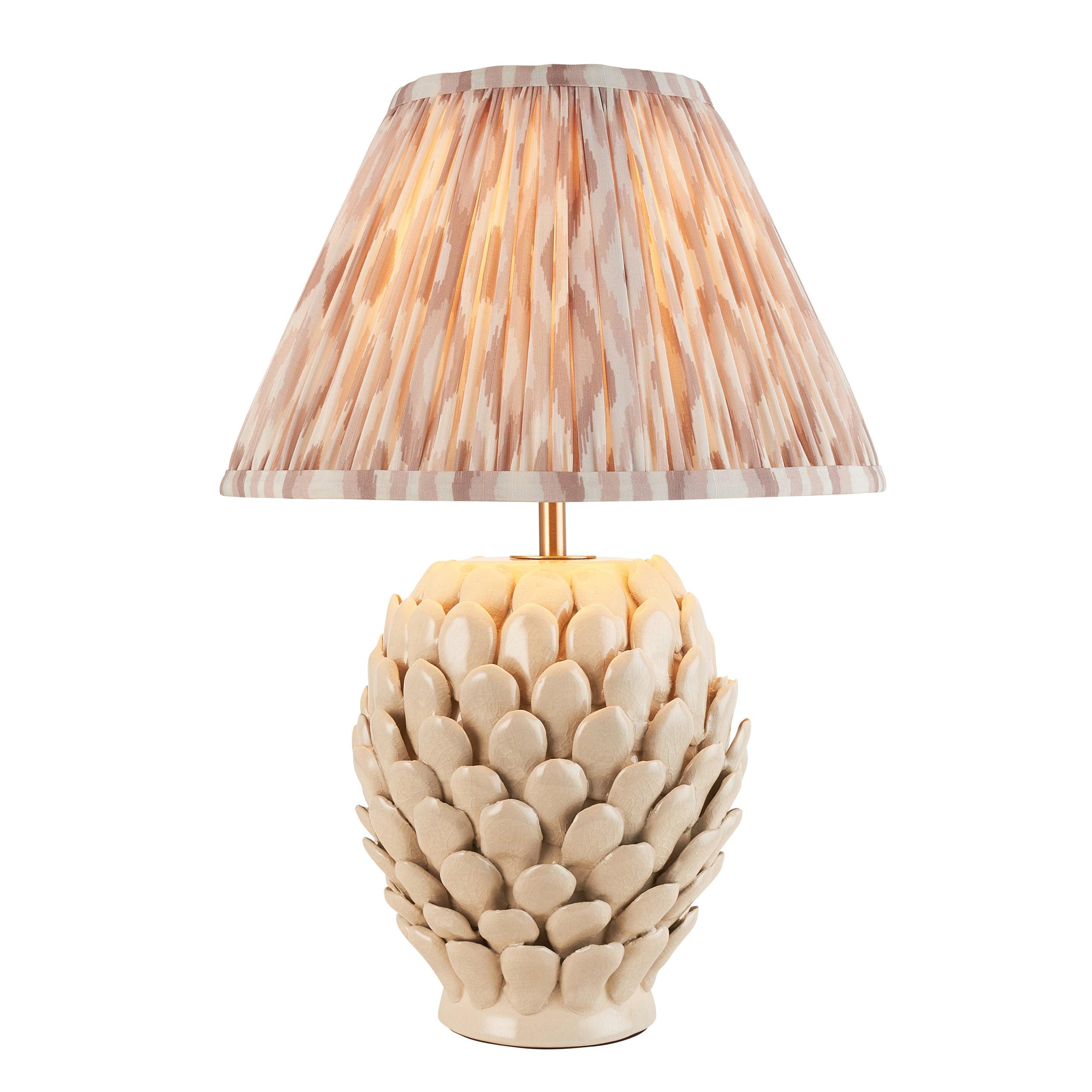 Layered Leaf Ceramic Table Lamp & Ikat 30cm Neutral Shade