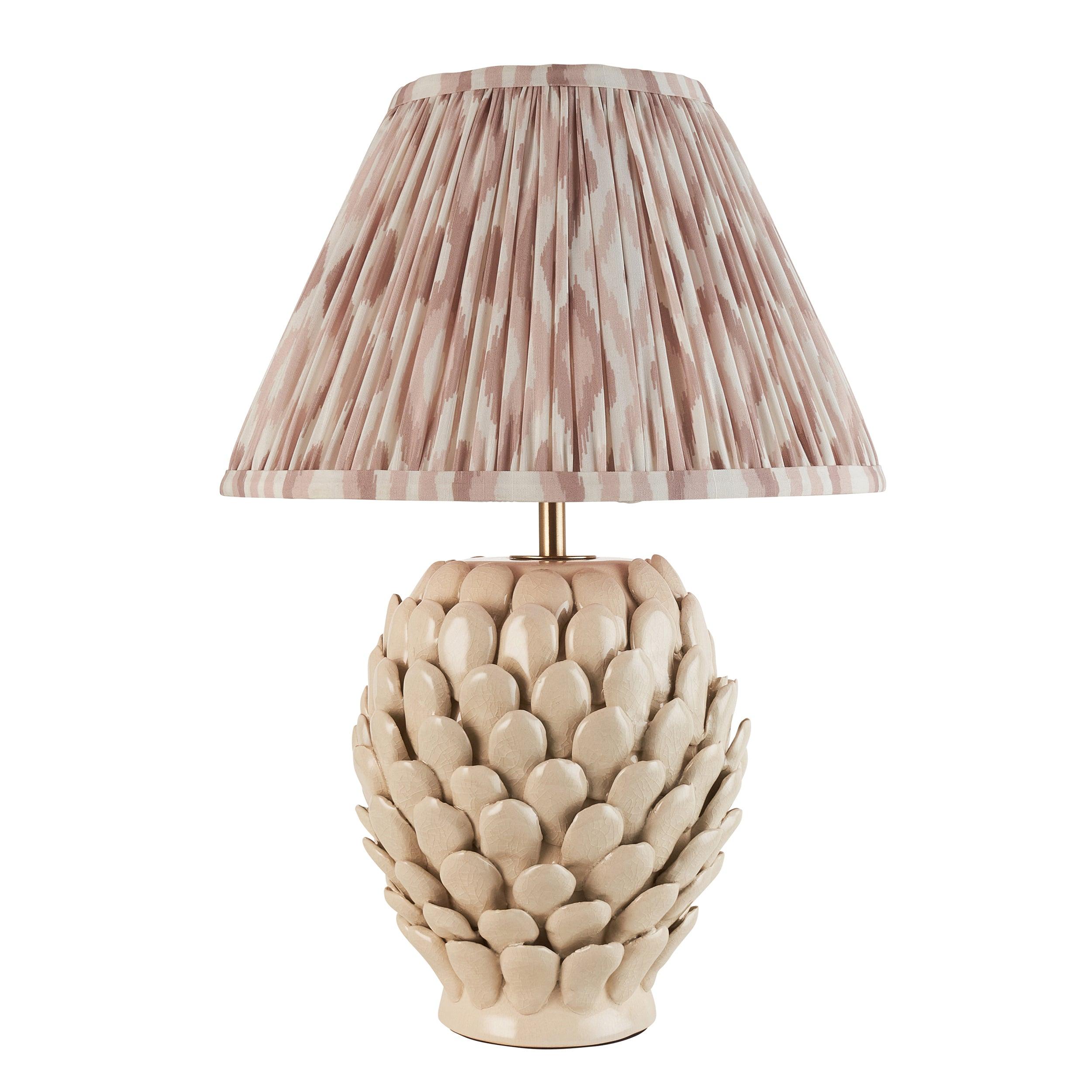 Layered Leaf Ceramic Table Lamp & Ikat 30cm Neutral Shade