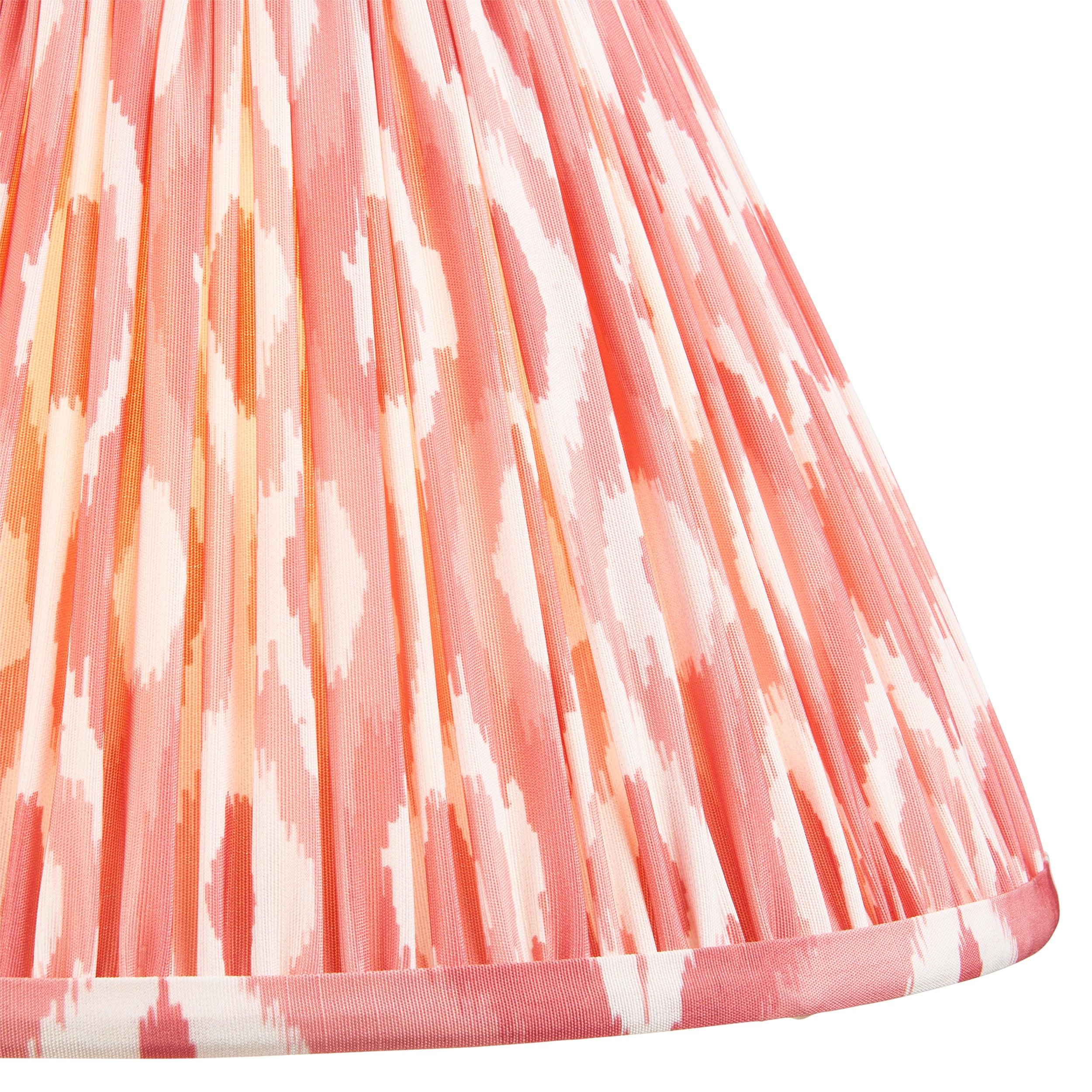 Layered Leaf Ivory Ceramic Table Lamp & Ikat 30cm Coral Pink Shade