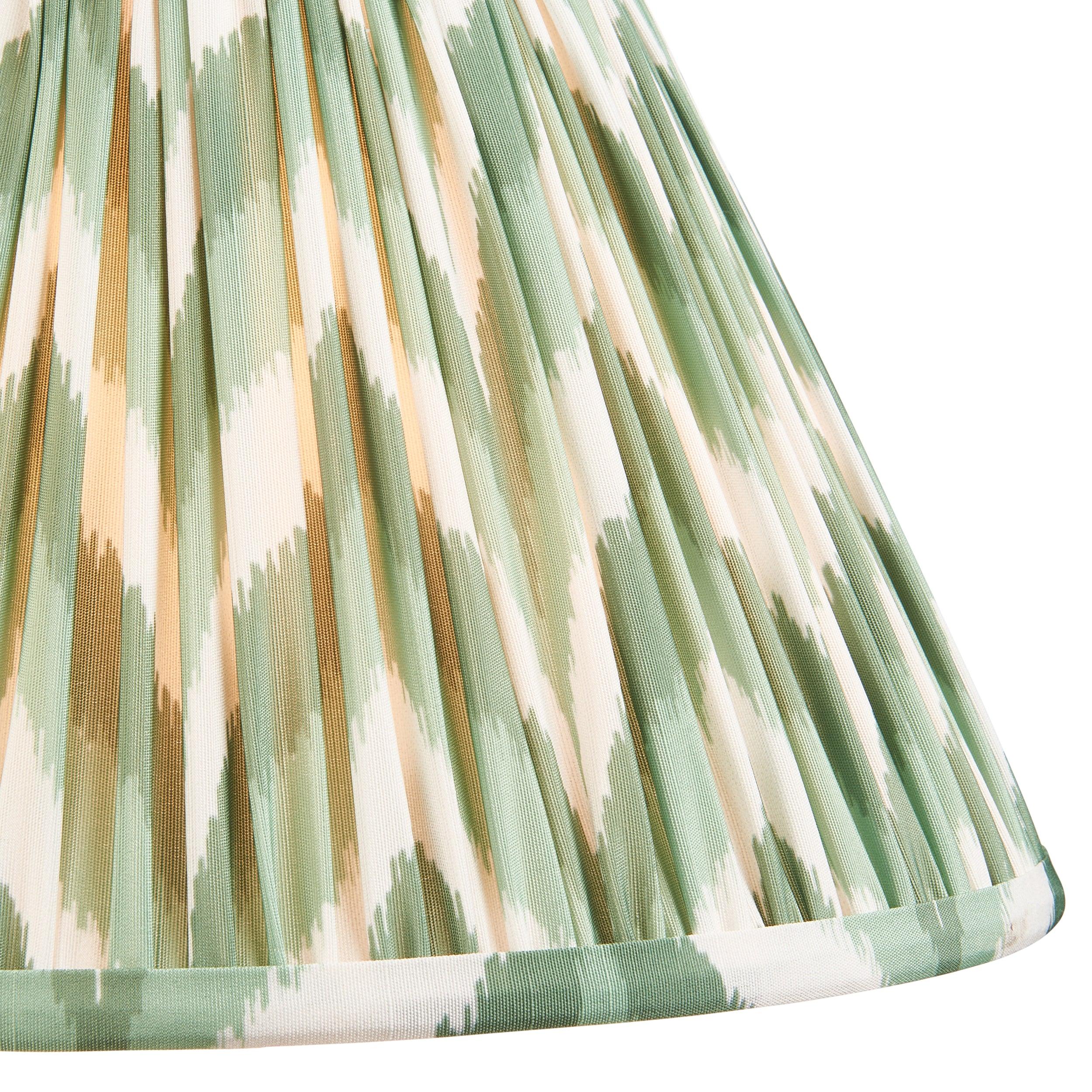 Layered Leaf Ivory Ceramic Table Lamp & Zigzag 30cm Cotswold Green Shade