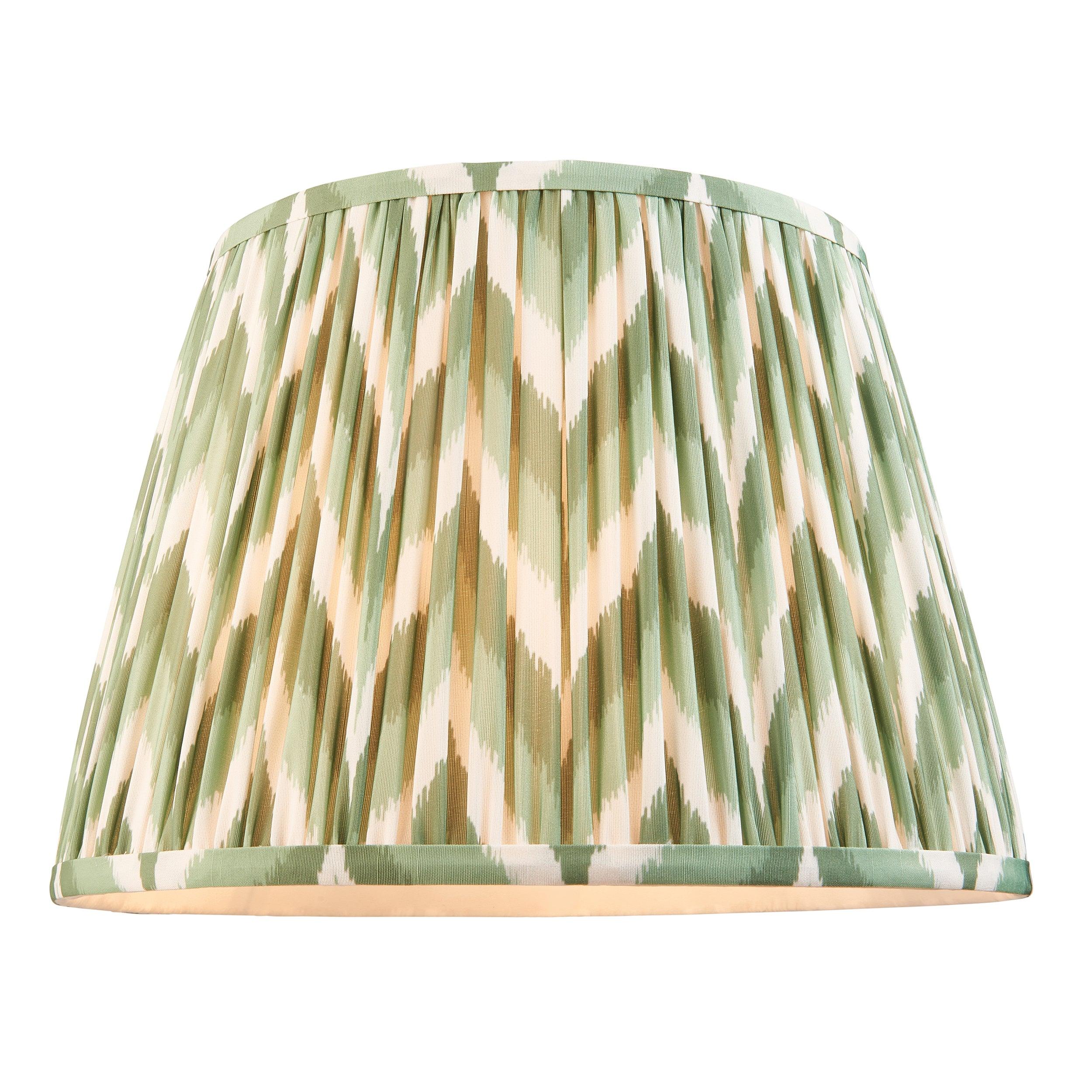 Layered Leaf Ivory Ceramic Table Lamp & Zigzag 35cm Cotswold Green Shade