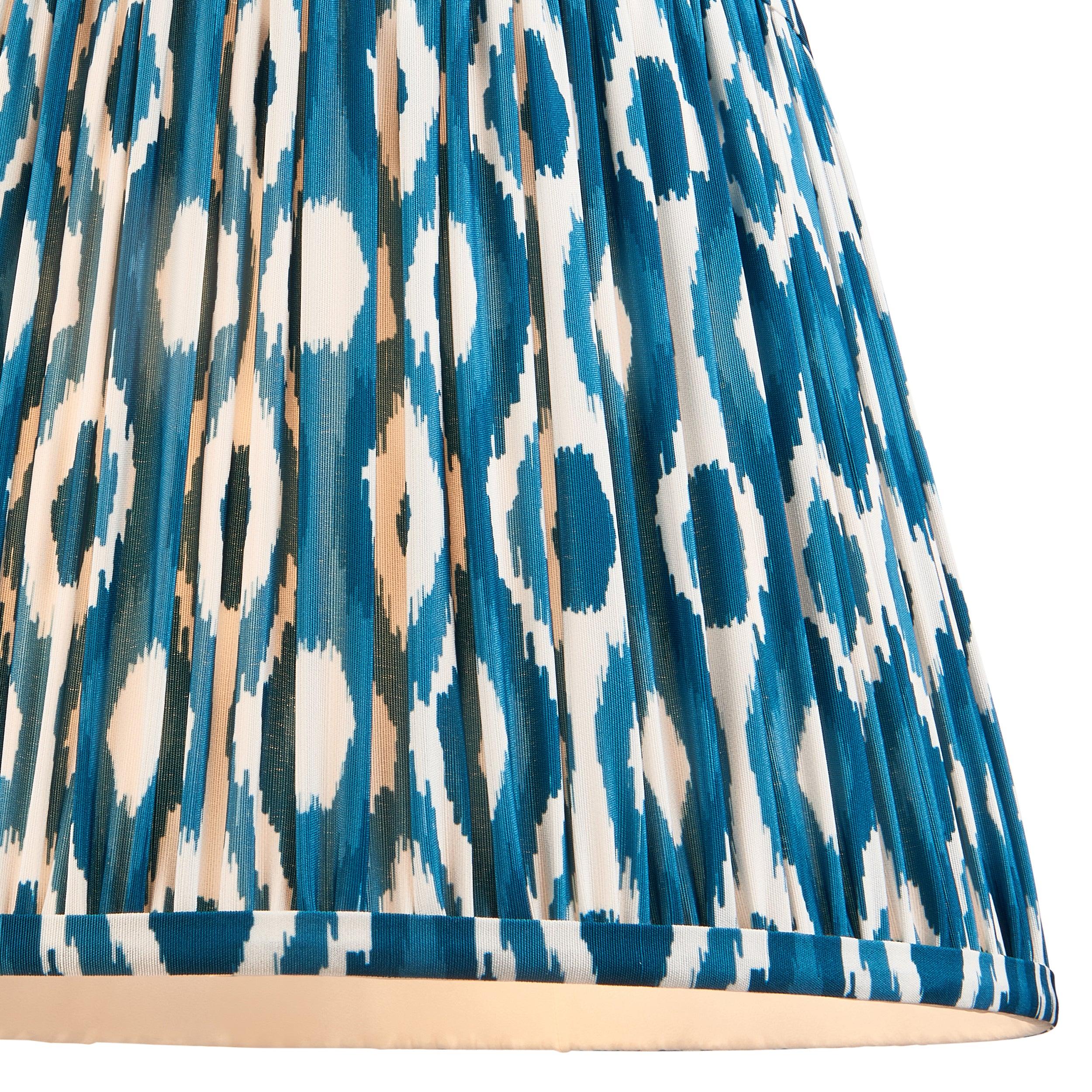 Layered Leaf Ivory Ceramic Table Lamp & Ikat 35cm Marlin Blue Shade