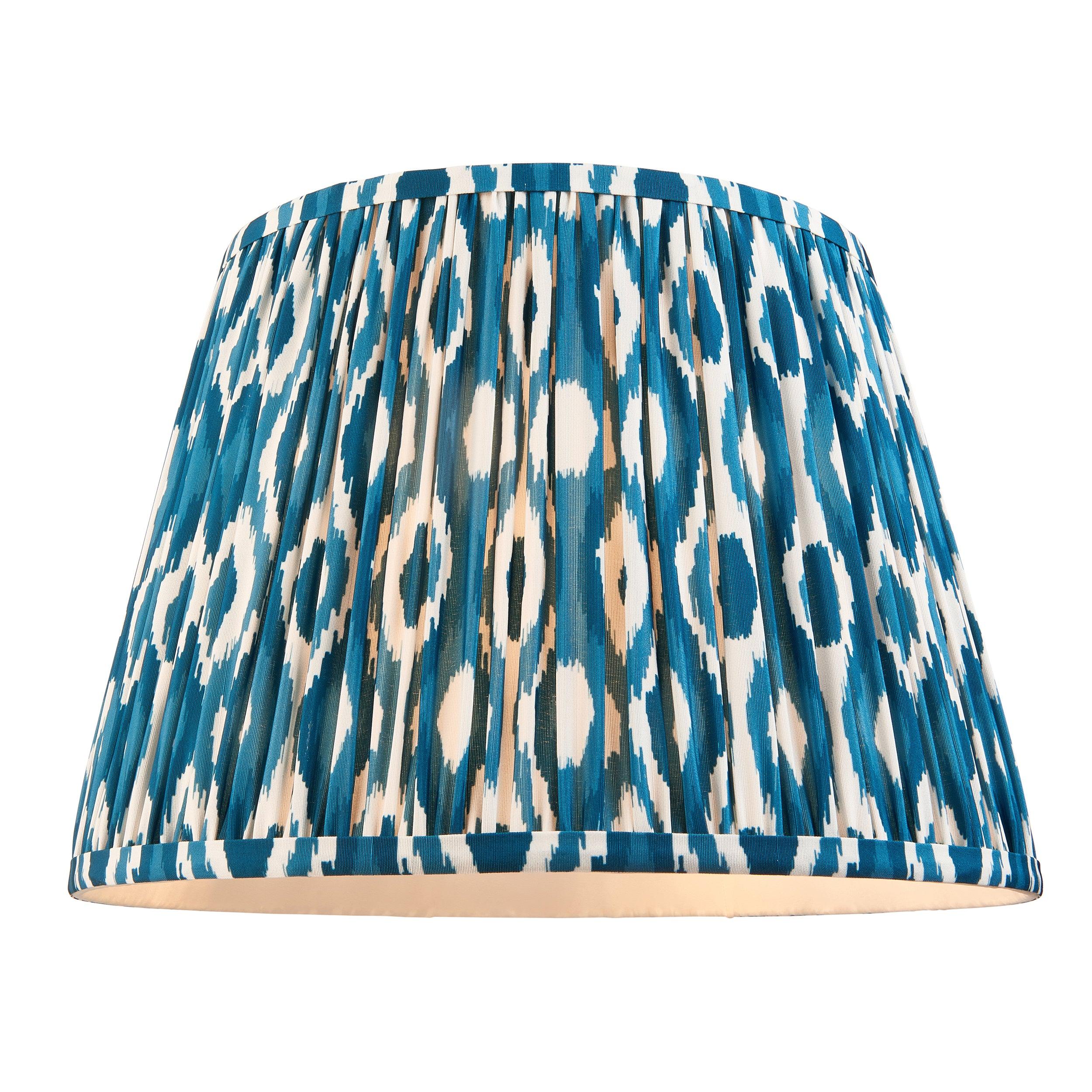 Layered Leaf Ivory Ceramic Table Lamp & Ikat 35cm Marlin Blue Shade