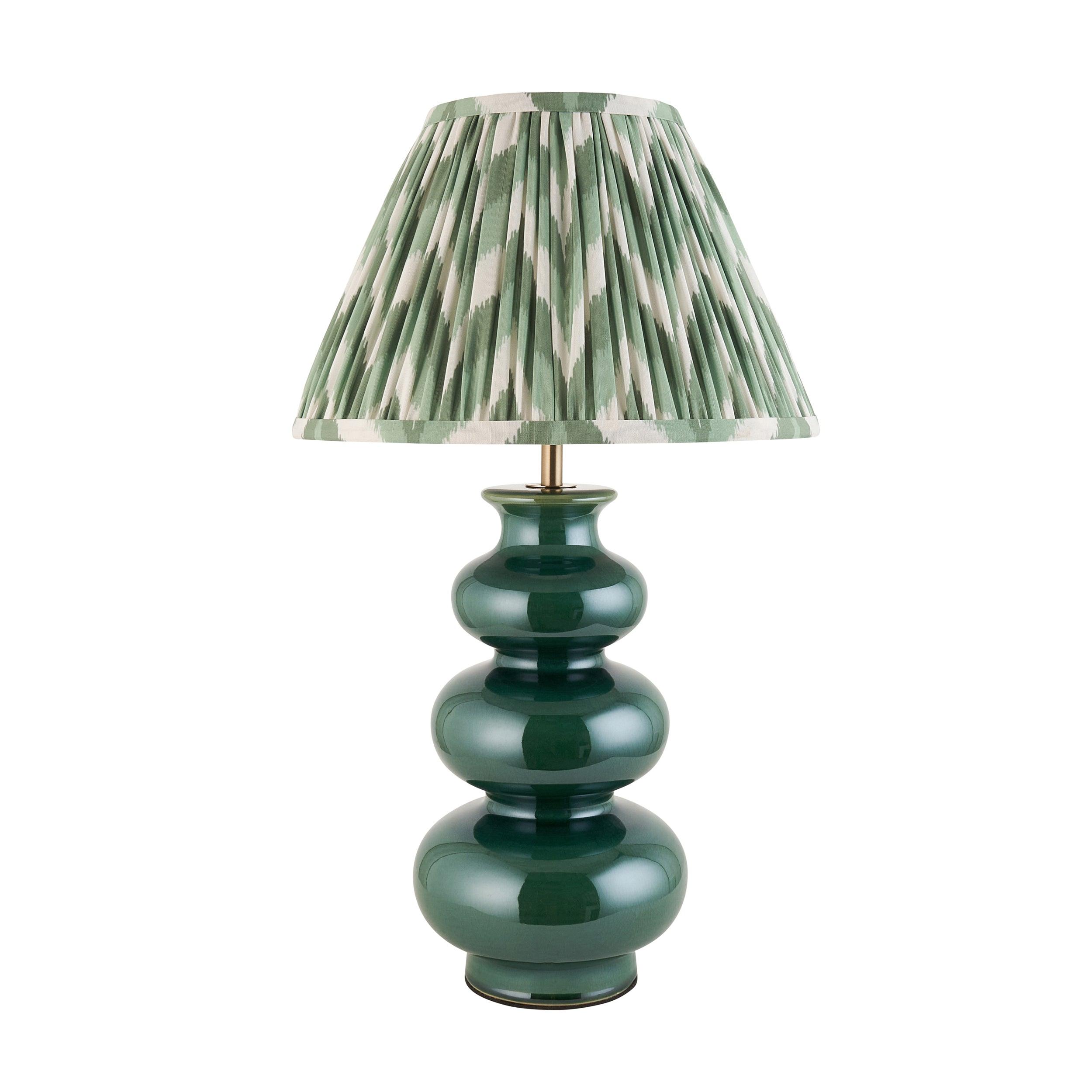 Monroe Green Ceramic Table Lamp & Zigzag 30cm Cotswold Green Shade